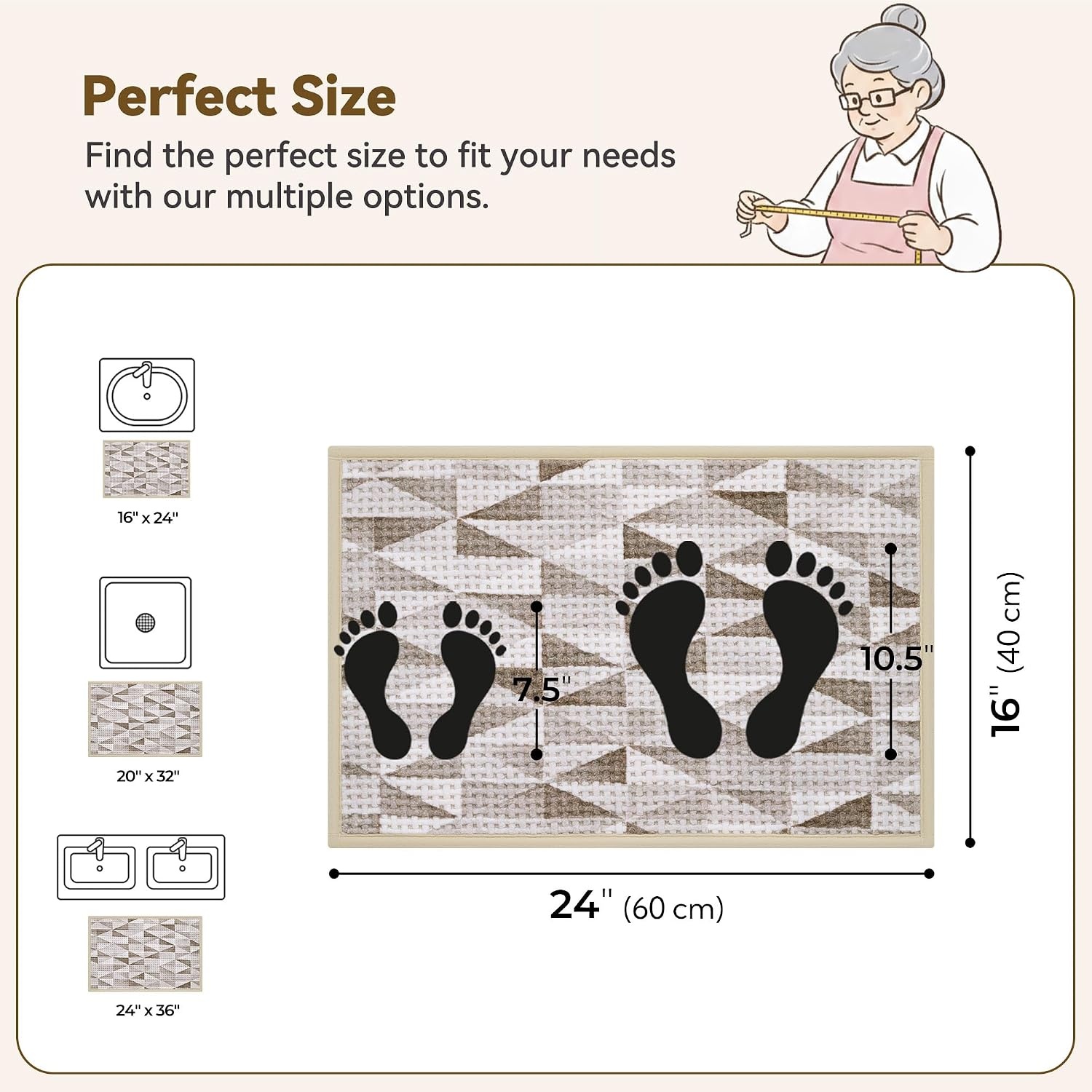 image:imageGRANNY SAYS Beige Bathroom Rugs Absorbent Bath Mats for Bathroom 24 x 16 Soft Chenille Bathroom Mat Small Bath Rugs Non Slip Washable Quick Dry Thin Rug for Tub and ShowerBeigetriangle