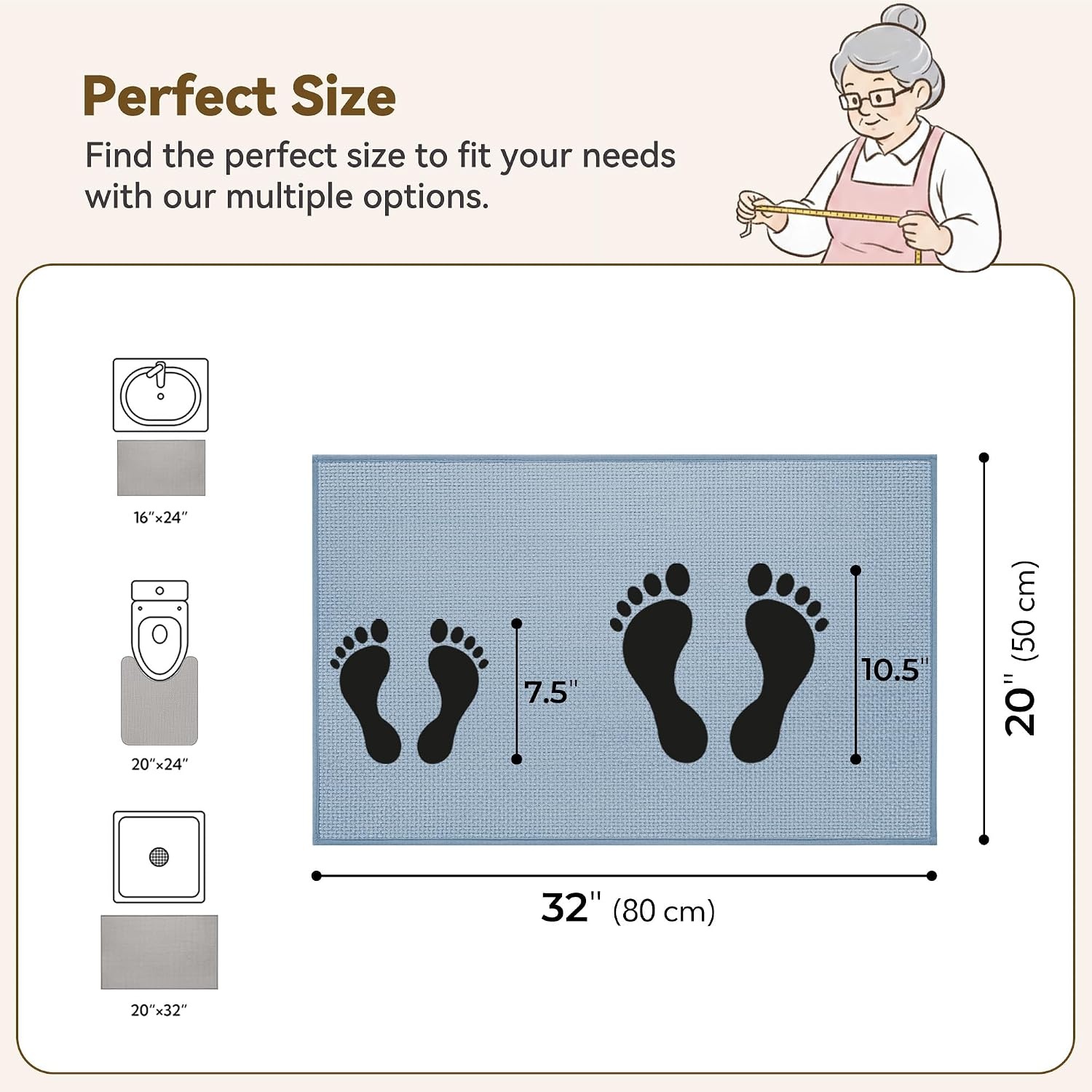 image:imageGRANNY SAYS Beige Bathroom Rugs Absorbent Bath Mats for Bathroom 24 x 16 Soft Chenille Bathroom Mat Small Bath Rugs Non Slip Washable Quick Dry Thin Rug for Tub and ShowerBbaby Blue