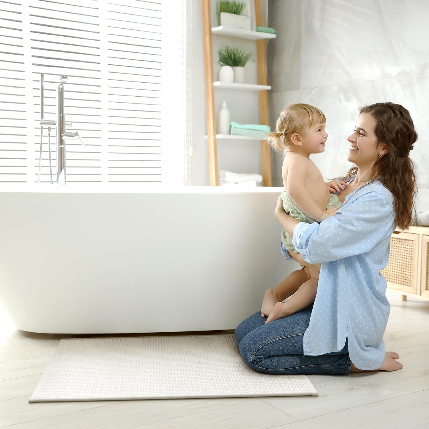image:imageGRANNY SAYS Beige Bathroom Rugs Absorbent Bath Mats for Bathroom 24 x 16 Soft Chenille Bathroom Mat Small Bath Rugs Non Slip Washable Quick Dry Thin Rug for Tub and ShowerWhite