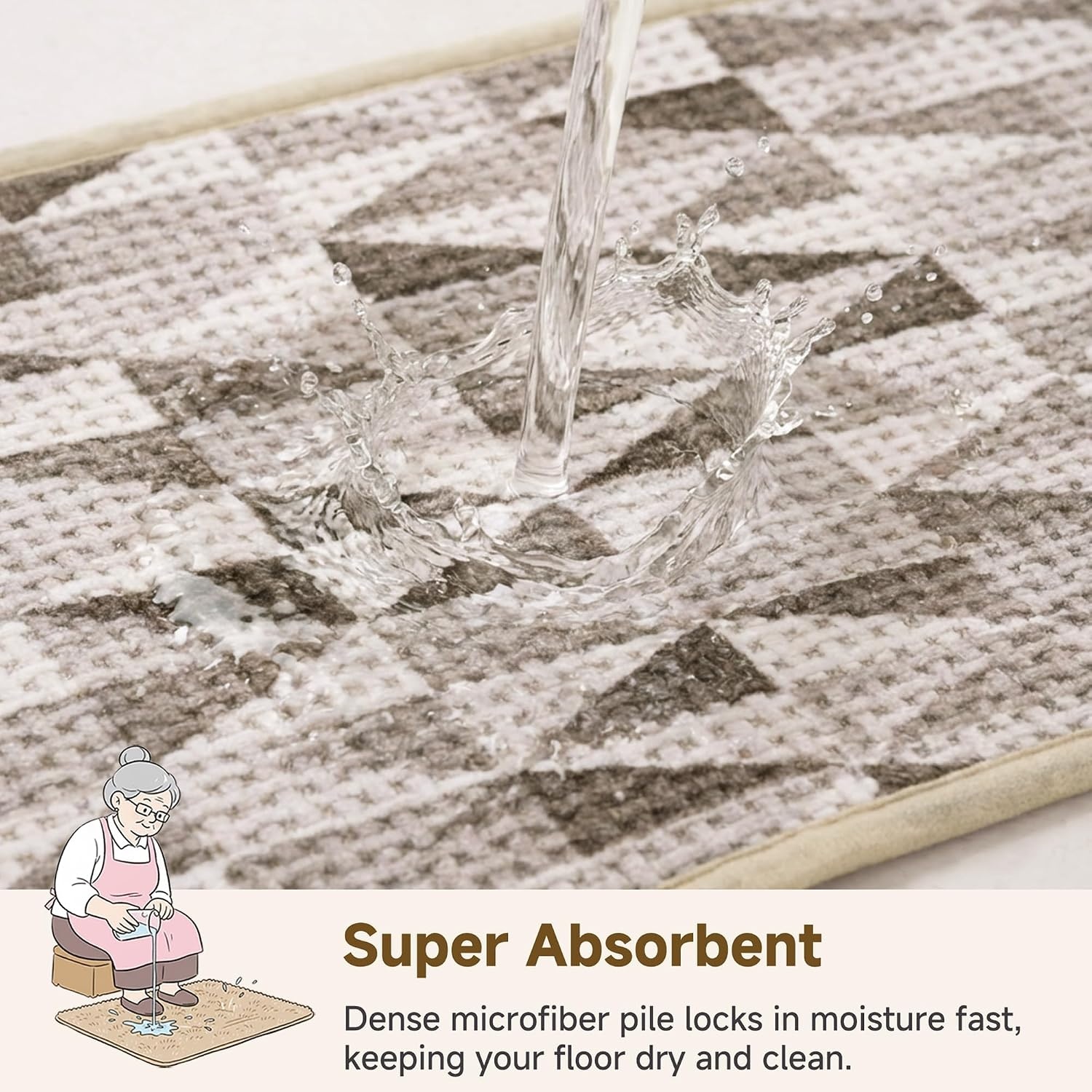 image:imageGRANNY SAYS Beige Bathroom Rugs Absorbent Bath Mats for Bathroom 24 x 16 Soft Chenille Bathroom Mat Small Bath Rugs Non Slip Washable Quick Dry Thin Rug for Tub and ShowerBeigetriangle