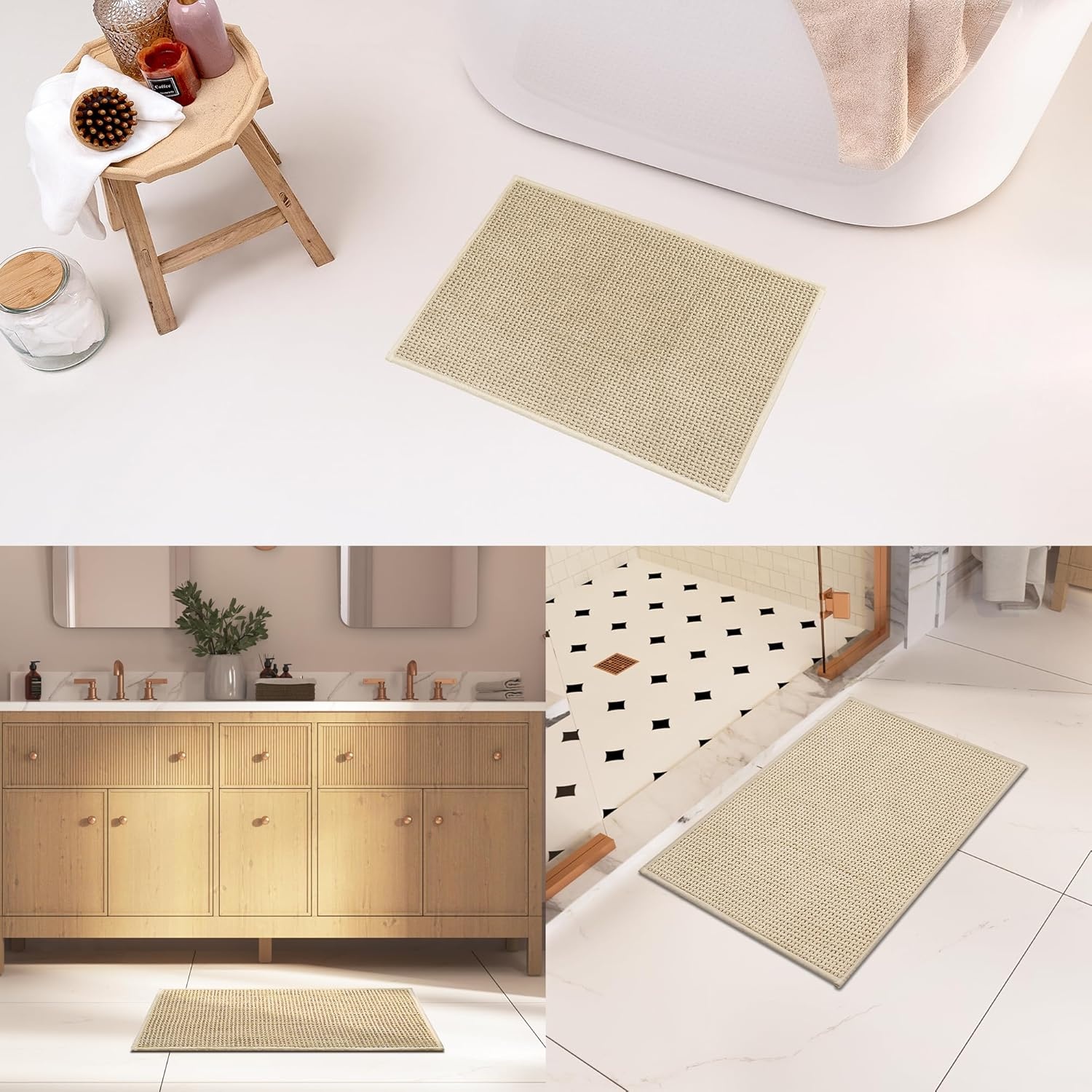 image:imageGRANNY SAYS Beige Bathroom Rugs Absorbent Bath Mats for Bathroom 24 x 16 Soft Chenille Bathroom Mat Small Bath Rugs Non Slip Washable Quick Dry Thin Rug for Tub and ShowerBeige
