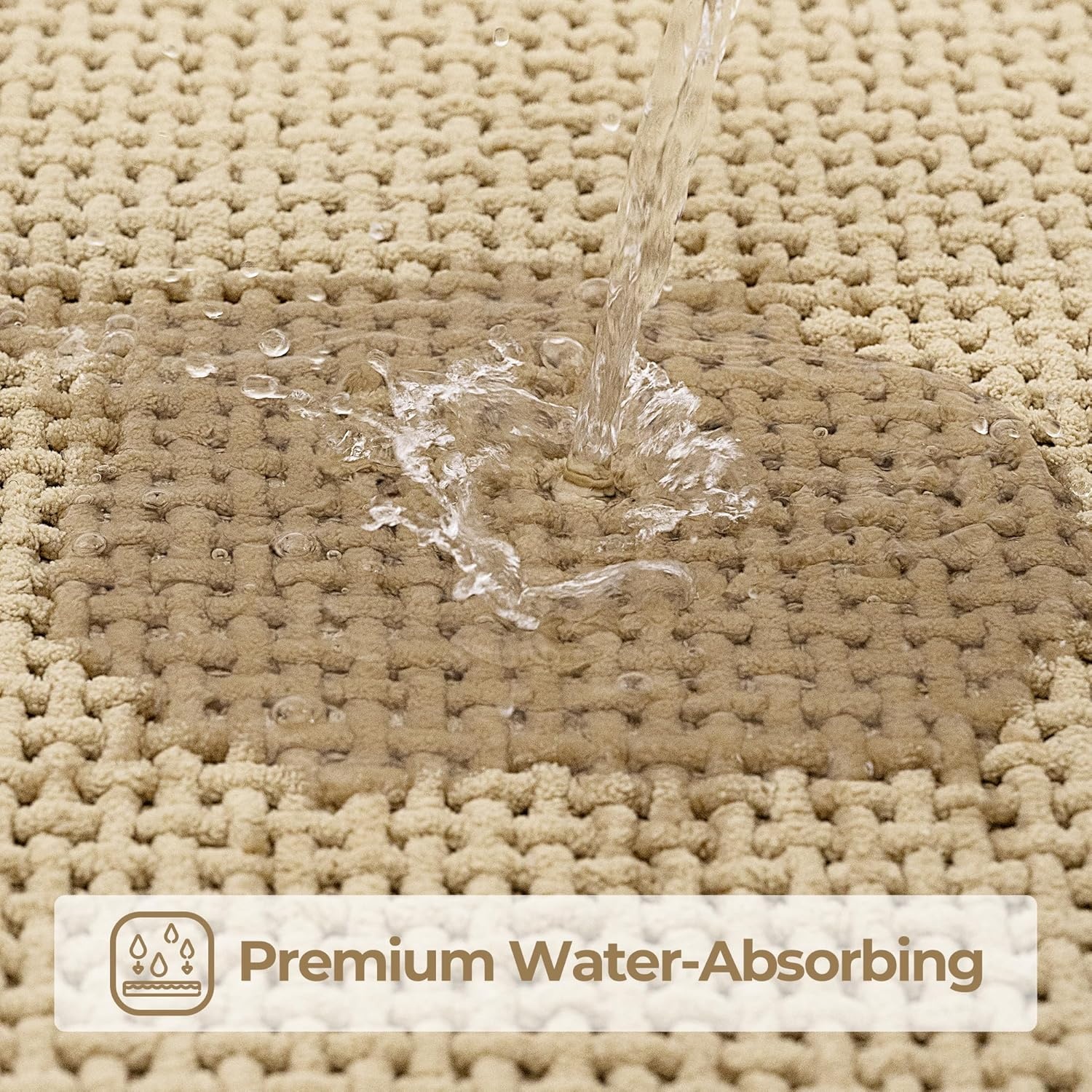 image:imageGRANNY SAYS Beige Bathroom Rugs Absorbent Bath Mats for Bathroom 24 x 16 Soft Chenille Bathroom Mat Small Bath Rugs Non Slip Washable Quick Dry Thin Rug for Tub and ShowerBeige