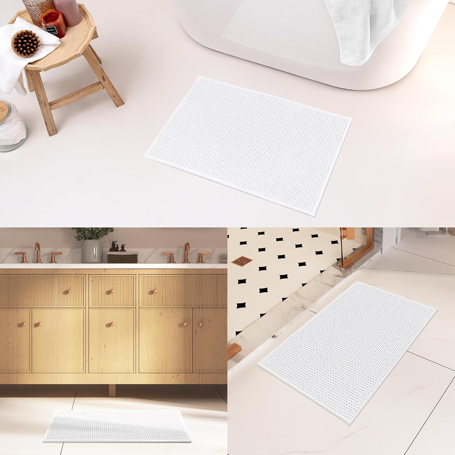 image:imageGRANNY SAYS Beige Bathroom Rugs Absorbent Bath Mats for Bathroom 24 x 16 Soft Chenille Bathroom Mat Small Bath Rugs Non Slip Washable Quick Dry Thin Rug for Tub and ShowerWhite