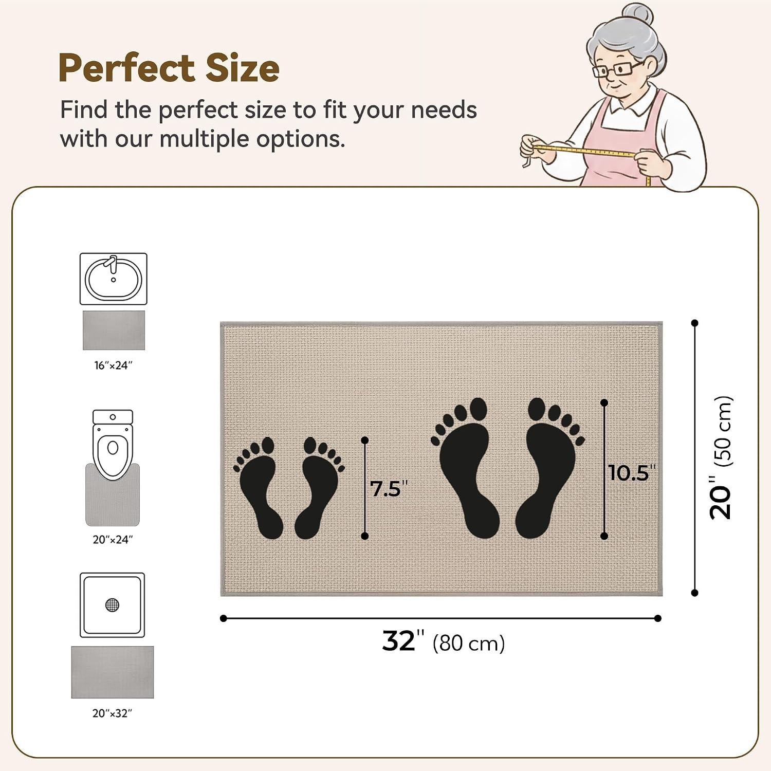 image:imageGRANNY SAYS Beige Bathroom Rugs Absorbent Bath Mats for Bathroom 24 x 16 Soft Chenille Bathroom Mat Small Bath Rugs Non Slip Washable Quick Dry Thin Rug for Tub and ShowerBkhaki