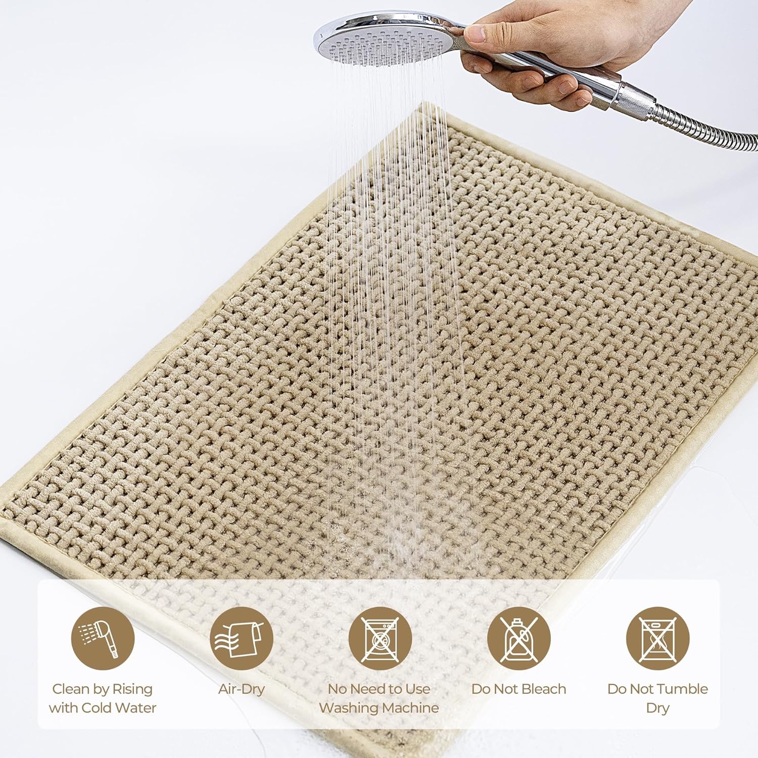 image:imageGRANNY SAYS Beige Bathroom Rugs Absorbent Bath Mats for Bathroom 24 x 16 Soft Chenille Bathroom Mat Small Bath Rugs Non Slip Washable Quick Dry Thin Rug for Tub and ShowerBeige