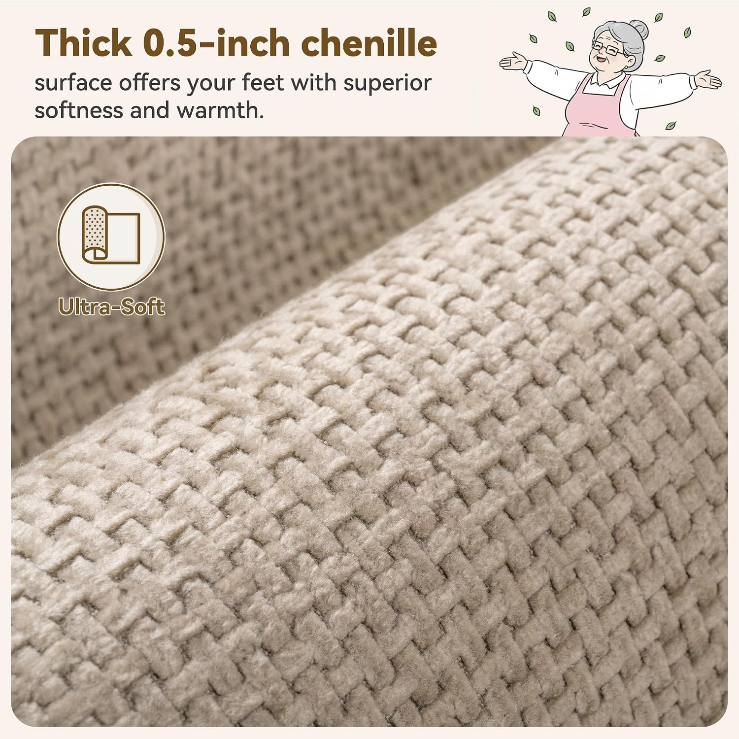 image:imageGRANNY SAYS Beige Bathroom Rugs Absorbent Bath Mats for Bathroom 24 x 16 Soft Chenille Bathroom Mat Small Bath Rugs Non Slip Washable Quick Dry Thin Rug for Tub and ShowerBkhaki