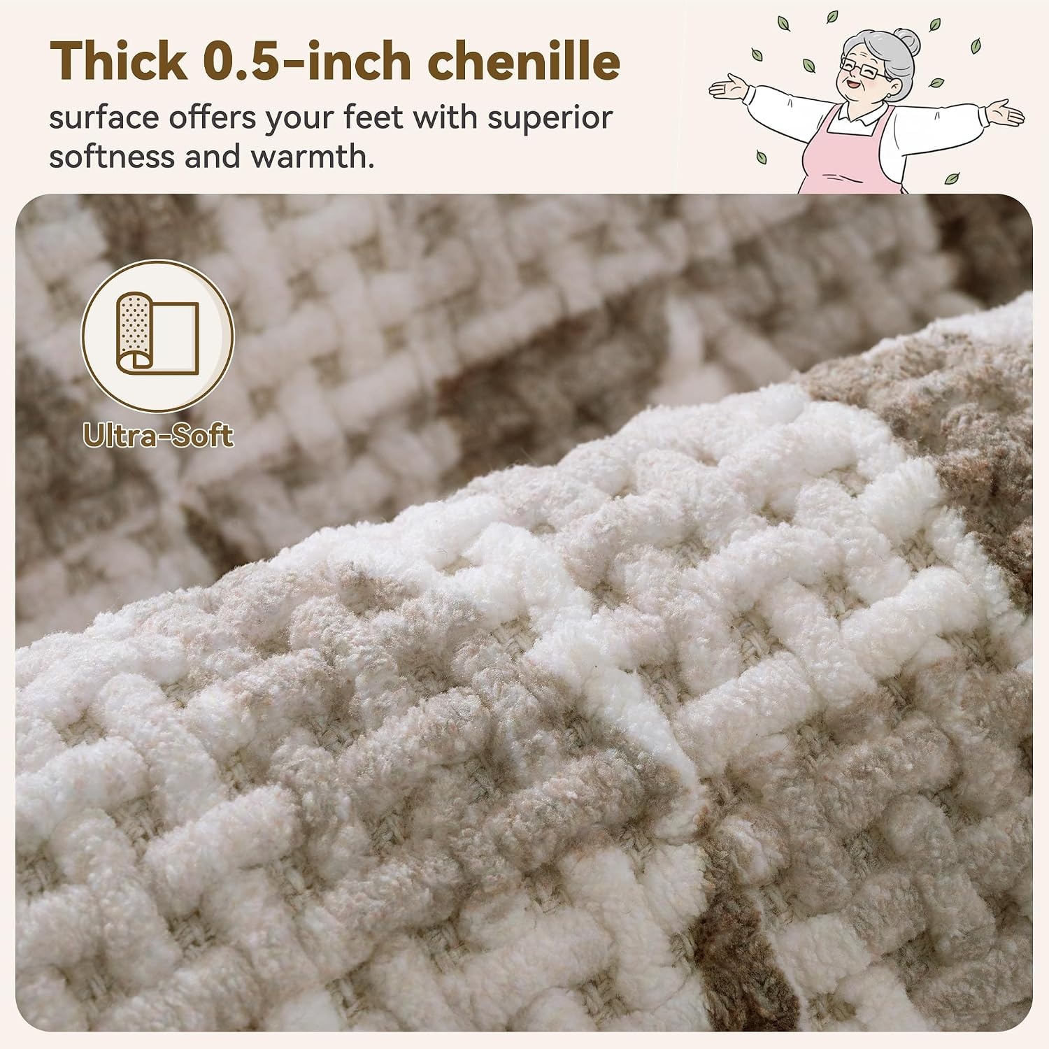 image:imageGRANNY SAYS Beige Bathroom Rugs Absorbent Bath Mats for Bathroom 24 x 16 Soft Chenille Bathroom Mat Small Bath Rugs Non Slip Washable Quick Dry Thin Rug for Tub and ShowerBeigetriangle