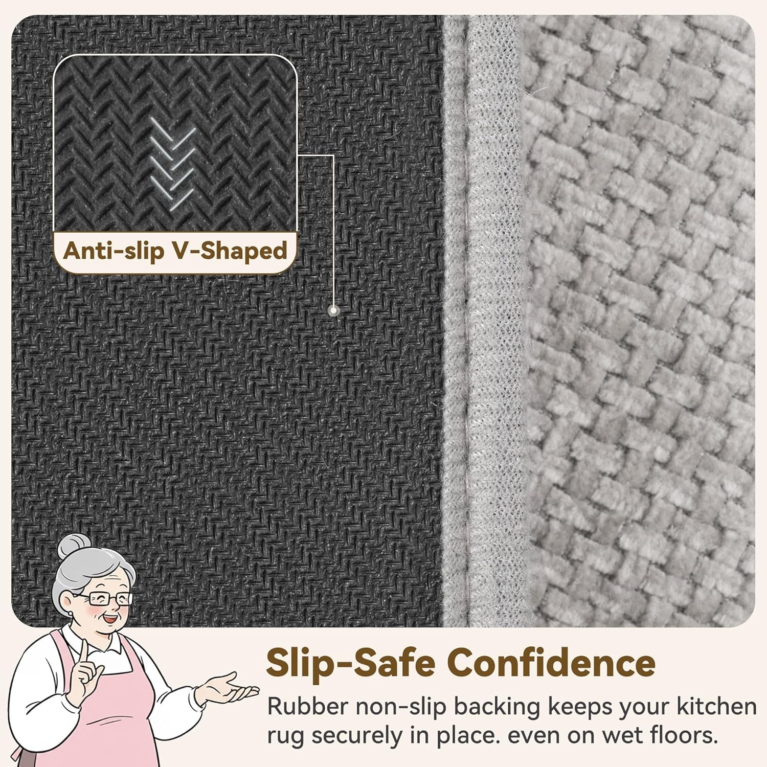 image:imageGRANNY SAYS Beige Bathroom Rugs Absorbent Bath Mats for Bathroom 24 x 16 Soft Chenille Bathroom Mat Small Bath Rugs Non Slip Washable Quick Dry Thin Rug for Tub and ShowerBlight Grey