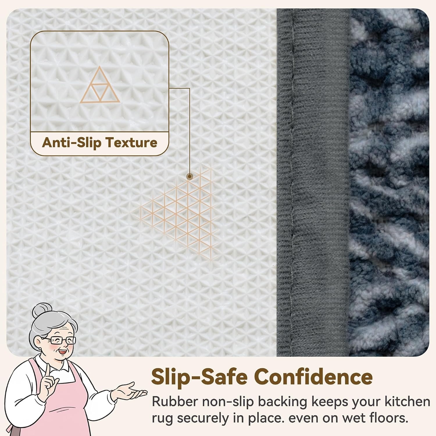 image:imageGRANNY SAYS Beige Bathroom Rugs Absorbent Bath Mats for Bathroom 24 x 16 Soft Chenille Bathroom Mat Small Bath Rugs Non Slip Washable Quick Dry Thin Rug for Tub and ShowerDeep Greydiagonal