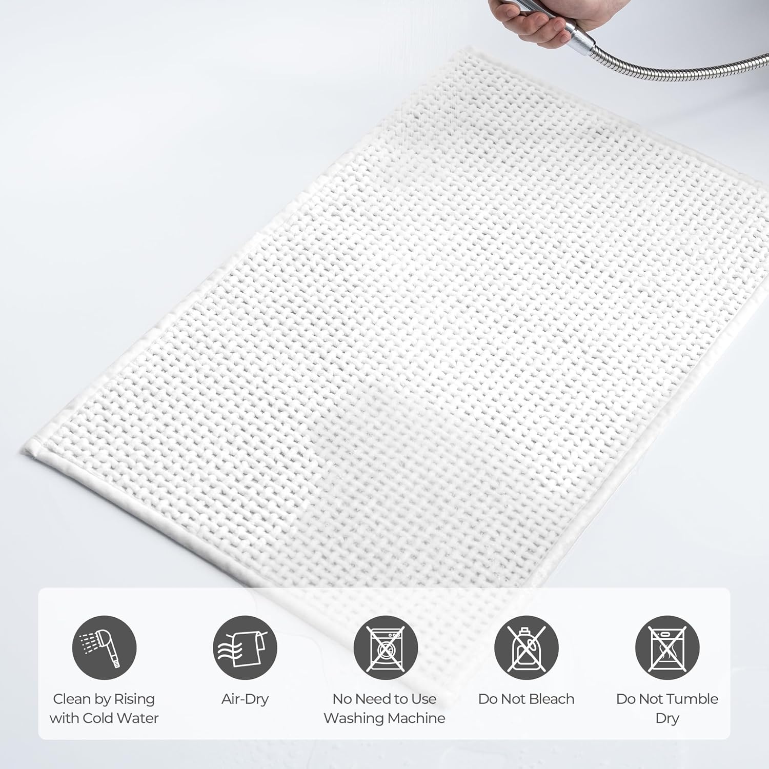image:imageGRANNY SAYS Beige Bathroom Rugs Absorbent Bath Mats for Bathroom 24 x 16 Soft Chenille Bathroom Mat Small Bath Rugs Non Slip Washable Quick Dry Thin Rug for Tub and ShowerWhite