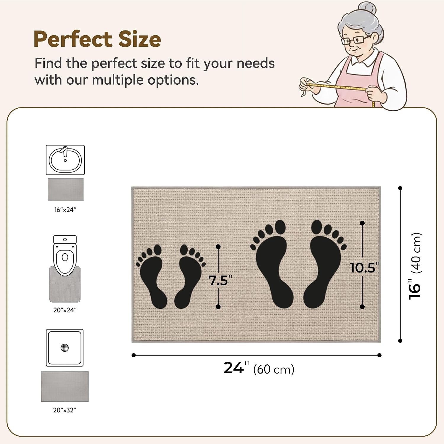image:imageGRANNY SAYS Beige Bathroom Rugs Absorbent Bath Mats for Bathroom 24 x 16 Soft Chenille Bathroom Mat Small Bath Rugs Non Slip Washable Quick Dry Thin Rug for Tub and ShowerBkhaki