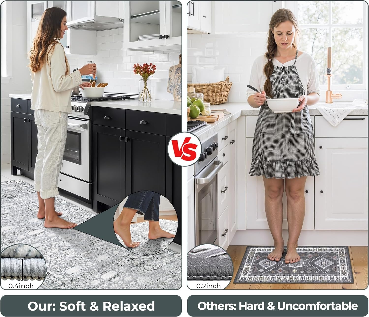 image:imageGRANNY SAYS Boho Kitchen Rug Sets of 3 Non Slip Washable Faux Wool Kitchen Mats for Floor Thick Soft AntiFatigue Comfort Standing Mat Runner Rugs for Hallway Laundry Room BeigeGrey