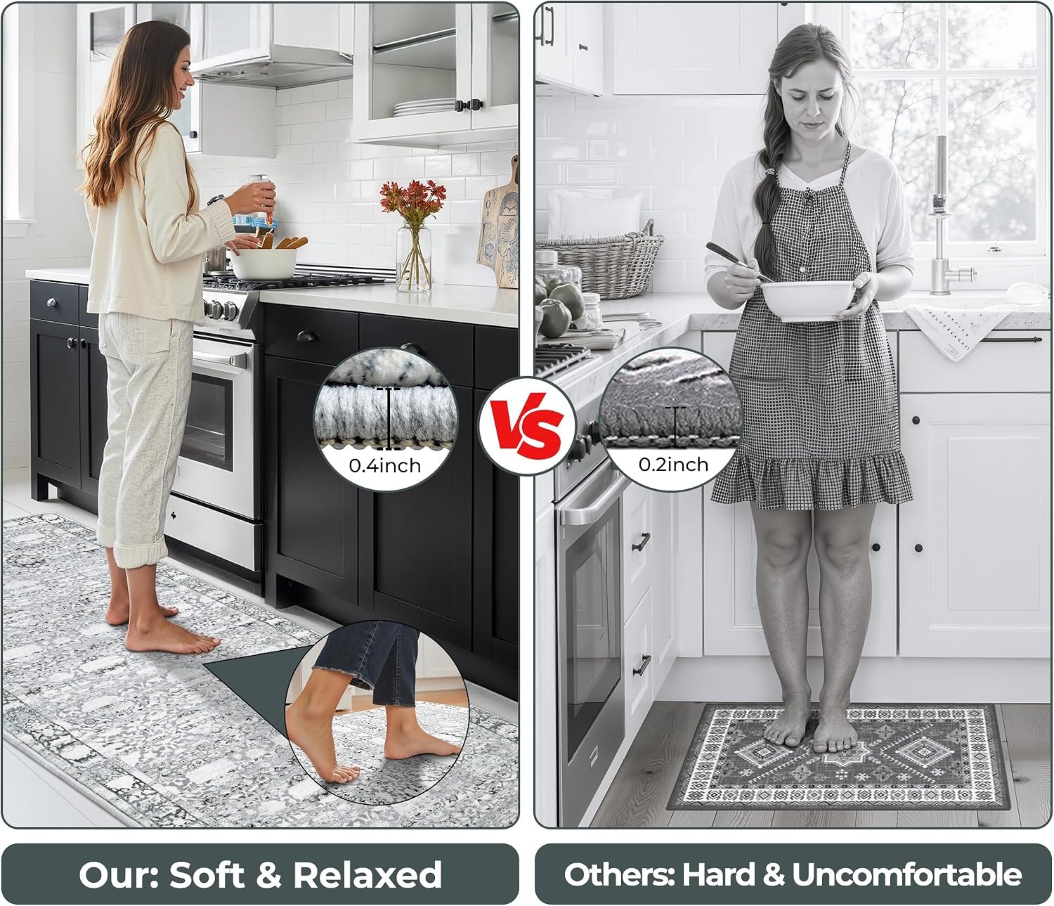 image:imageGRANNY SAYS Boho Kitchen Rug Sets of 3 Non Slip Washable Faux Wool Kitchen Mats for Floor Thick Soft AntiFatigue Comfort Standing Mat Runner Rugs for Hallway Laundry Room BeigeGrey