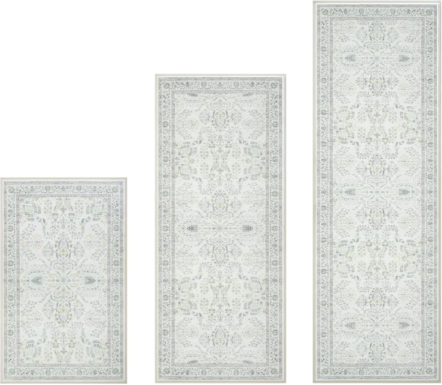 image:imageGRANNY SAYS Boho Kitchen Rug Sets of 3 Non Slip Washable Faux Wool Kitchen Mats for Floor Thick Soft AntiFatigue Comfort Standing Mat Runner Rugs for Hallway Laundry Room BeigeGreen White