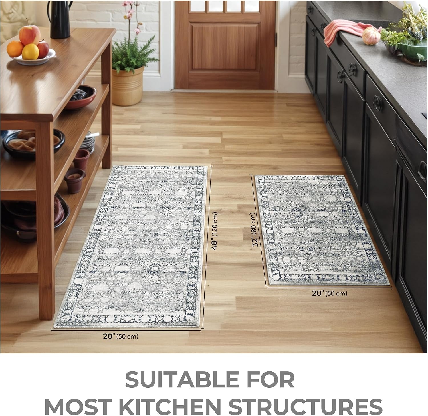 image:imageGRANNY SAYS Boho Kitchen Rug Sets of 3 Non Slip Washable Faux Wool Kitchen Mats for Floor Thick Soft AntiFatigue Comfort Standing Mat Runner Rugs for Hallway Laundry Room BeigeGrey
