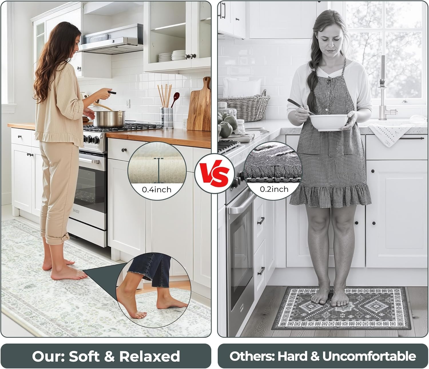 image:imageGRANNY SAYS Boho Kitchen Rug Sets of 3 Non Slip Washable Faux Wool Kitchen Mats for Floor Thick Soft AntiFatigue Comfort Standing Mat Runner Rugs for Hallway Laundry Room BeigeGreen White