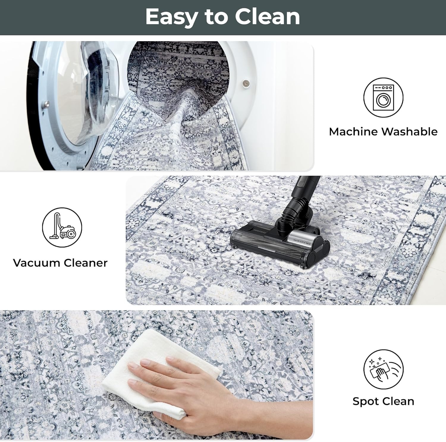 image:imageGRANNY SAYS Boho Kitchen Rug Sets of 3 Non Slip Washable Faux Wool Kitchen Mats for Floor Thick Soft AntiFatigue Comfort Standing Mat Runner Rugs for Hallway Laundry Room BeigeGrey
