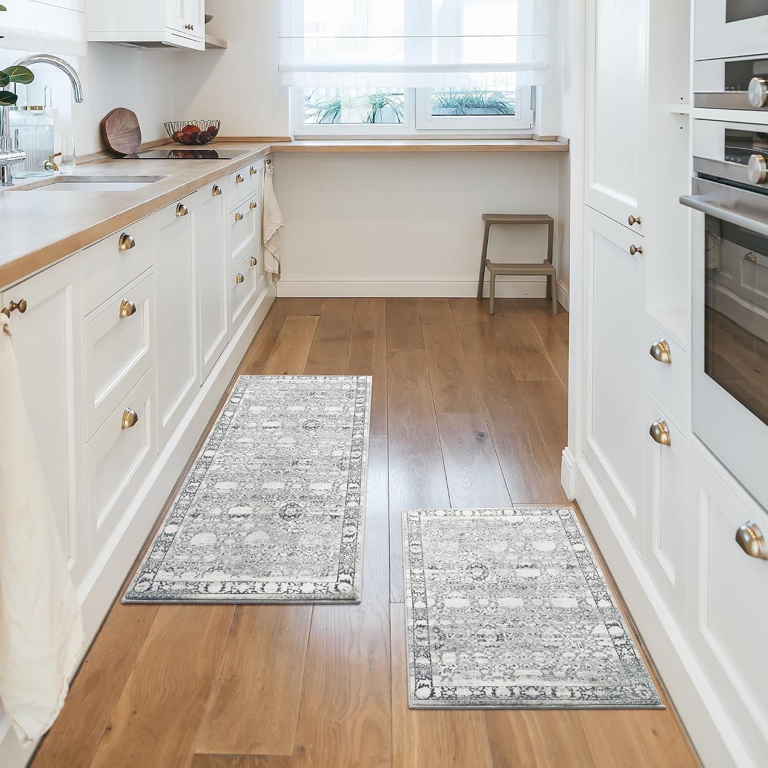 image:imageGRANNY SAYS Boho Kitchen Rug Sets of 3 Non Slip Washable Faux Wool Kitchen Mats for Floor Thick Soft AntiFatigue Comfort Standing Mat Runner Rugs for Hallway Laundry Room BeigeGrey