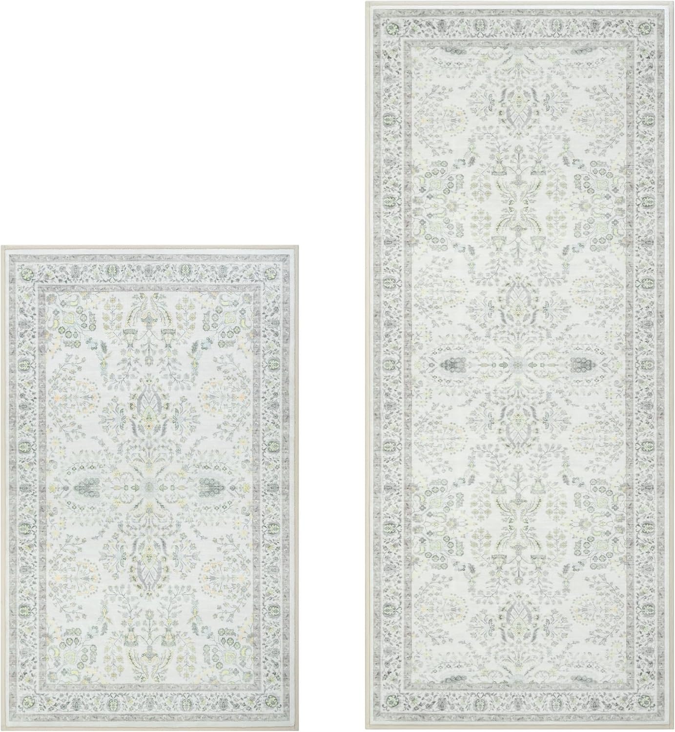 image:imageGRANNY SAYS Boho Kitchen Rug Sets of 3 Non Slip Washable Faux Wool Kitchen Mats for Floor Thick Soft AntiFatigue Comfort Standing Mat Runner Rugs for Hallway Laundry Room BeigeGreen White