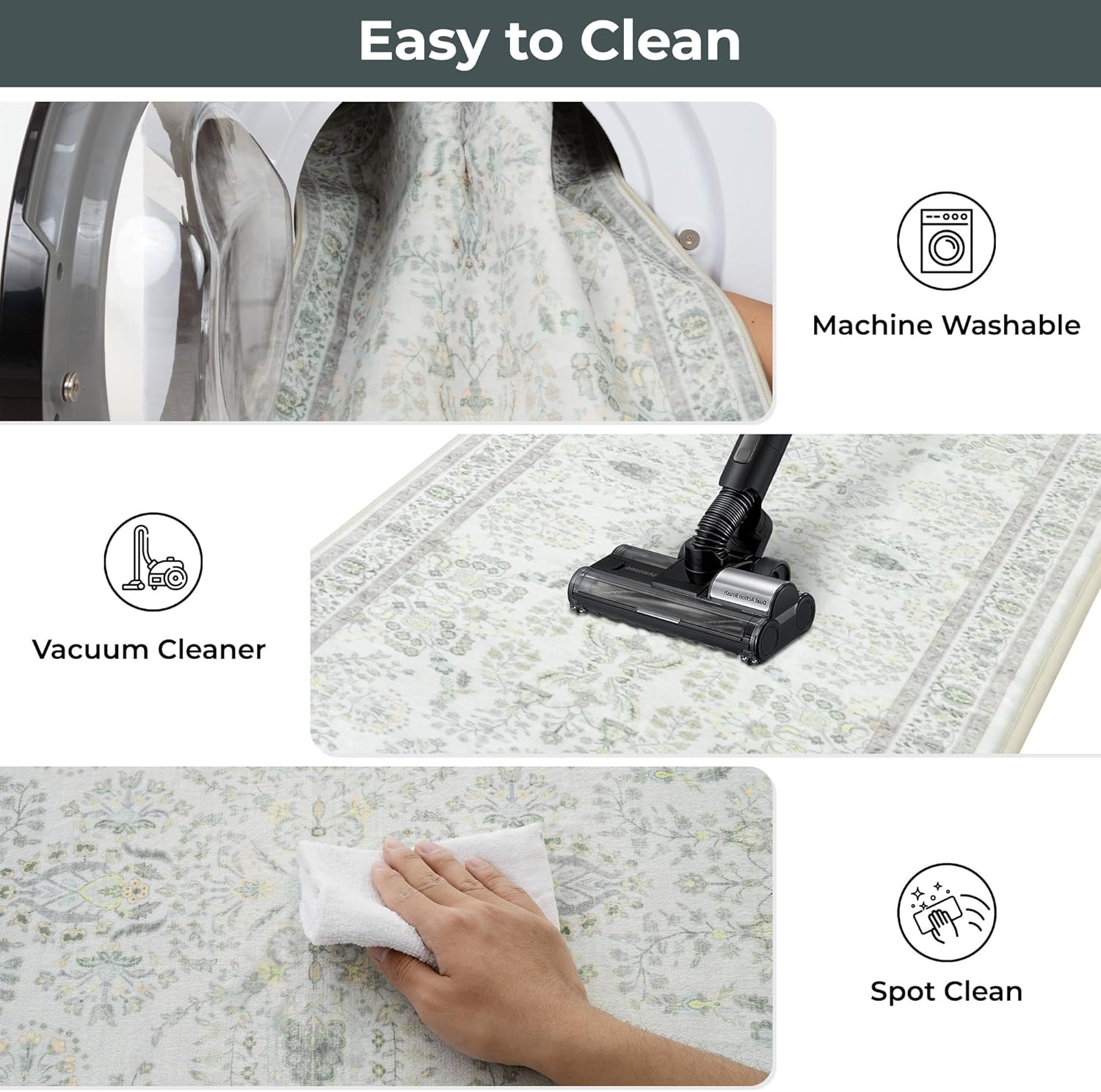 image:imageGRANNY SAYS Boho Kitchen Rug Sets of 3 Non Slip Washable Faux Wool Kitchen Mats for Floor Thick Soft AntiFatigue Comfort Standing Mat Runner Rugs for Hallway Laundry Room BeigeGreen White