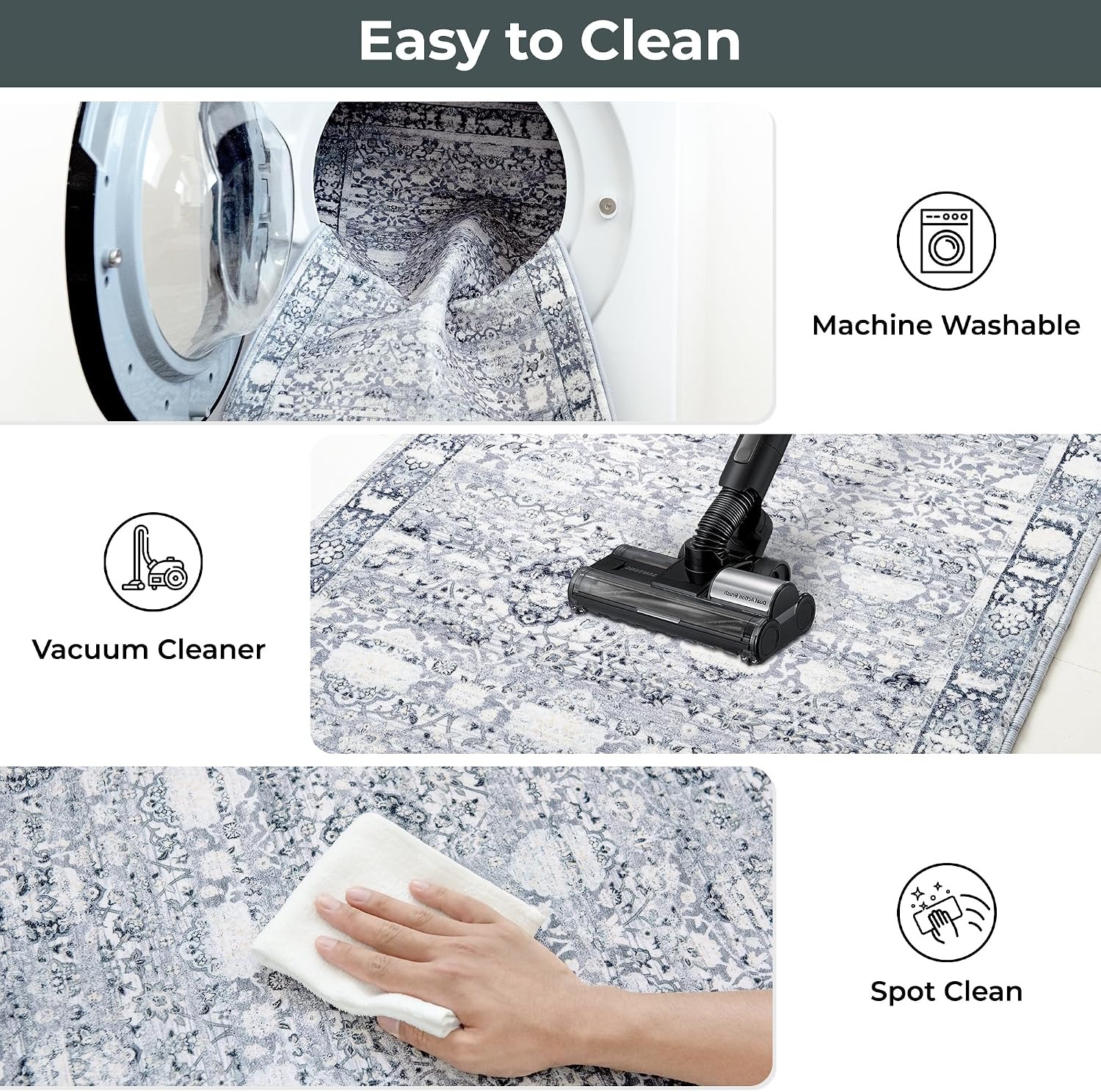 image:imageGRANNY SAYS Boho Kitchen Rug Sets of 3 Non Slip Washable Faux Wool Kitchen Mats for Floor Thick Soft AntiFatigue Comfort Standing Mat Runner Rugs for Hallway Laundry Room BeigeGrey