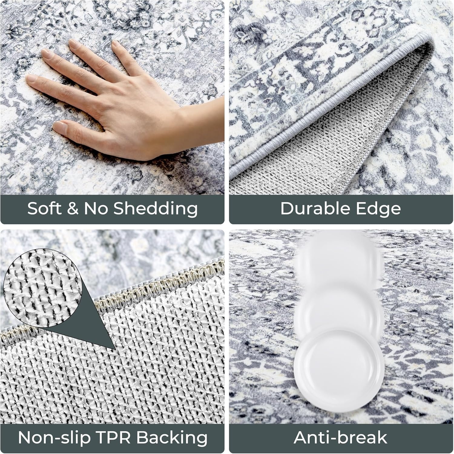 image:imageGRANNY SAYS Boho Kitchen Rug Sets of 3 Non Slip Washable Faux Wool Kitchen Mats for Floor Thick Soft AntiFatigue Comfort Standing Mat Runner Rugs for Hallway Laundry Room BeigeGrey