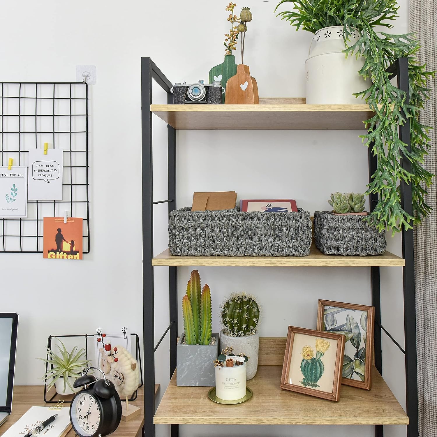 image:imageGRANNY SAYS Bundle of 1Pack Gray Wicker Baskets amp 3Pack Wicker Storage Baskets for Organizing Shelves