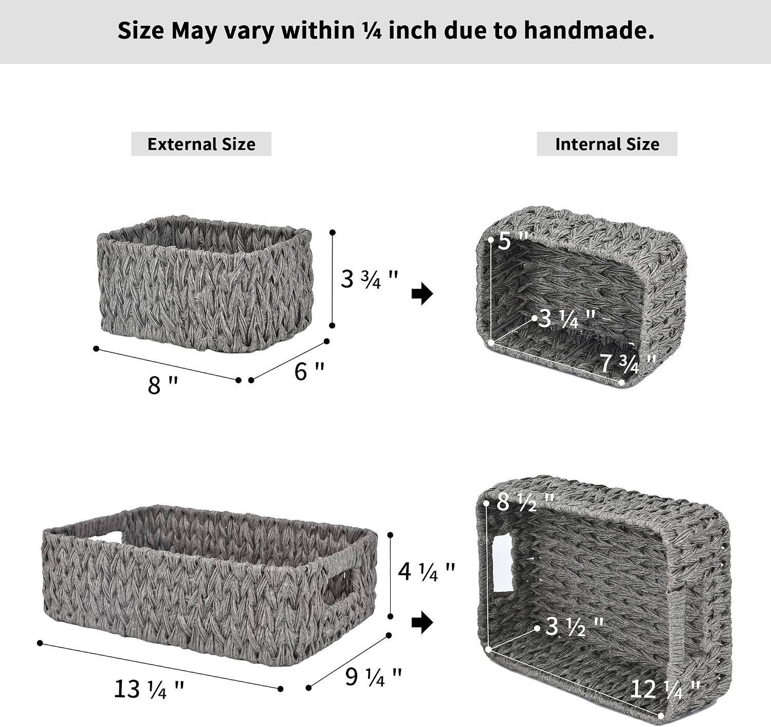 image:imageGRANNY SAYS Bundle of 1Pack Gray Wicker Baskets amp 3Pack Wicker Storage Baskets for Organizing Shelves