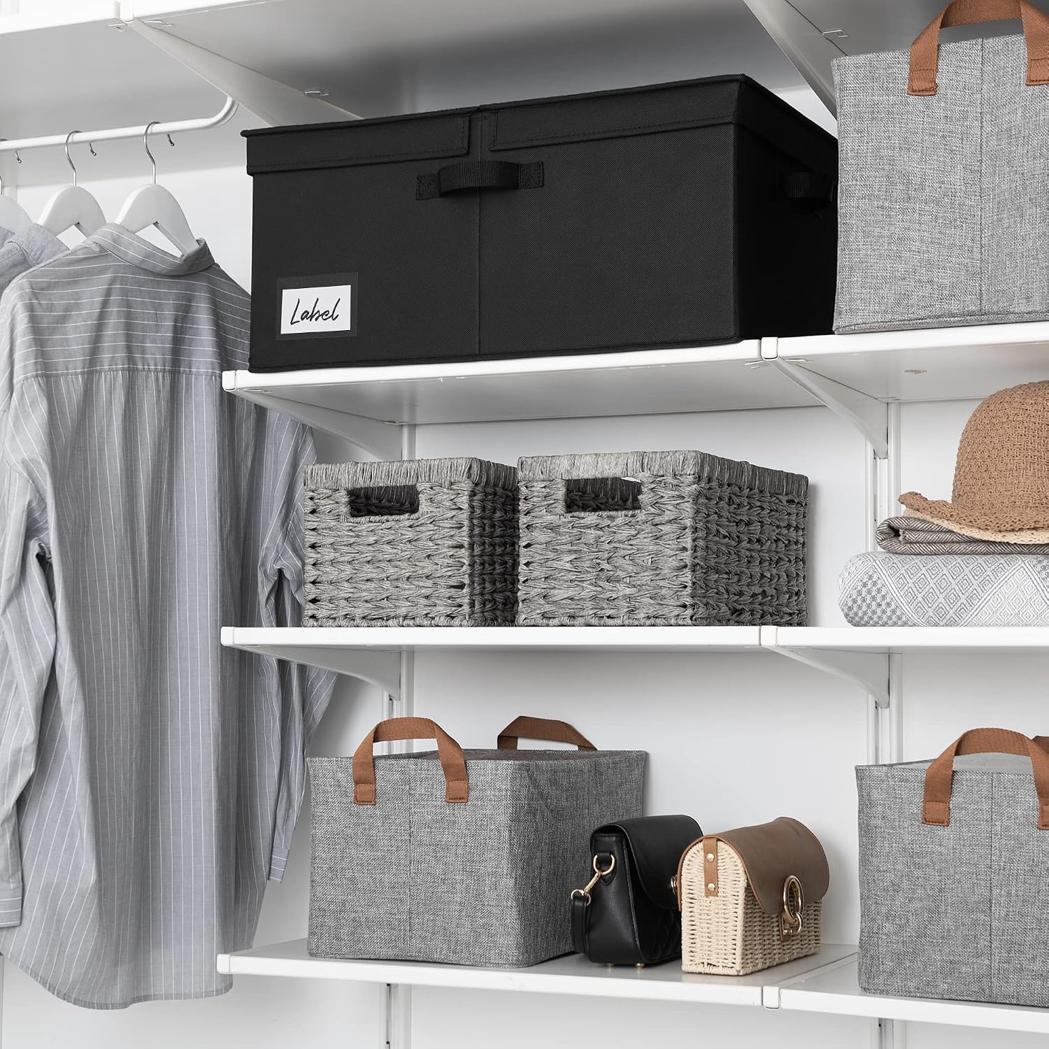 image:imageGRANNY SAYS Bundle of 1Pack Large Basket for Organizing amp 1Pack Closet Baskets and Bins for Shelves