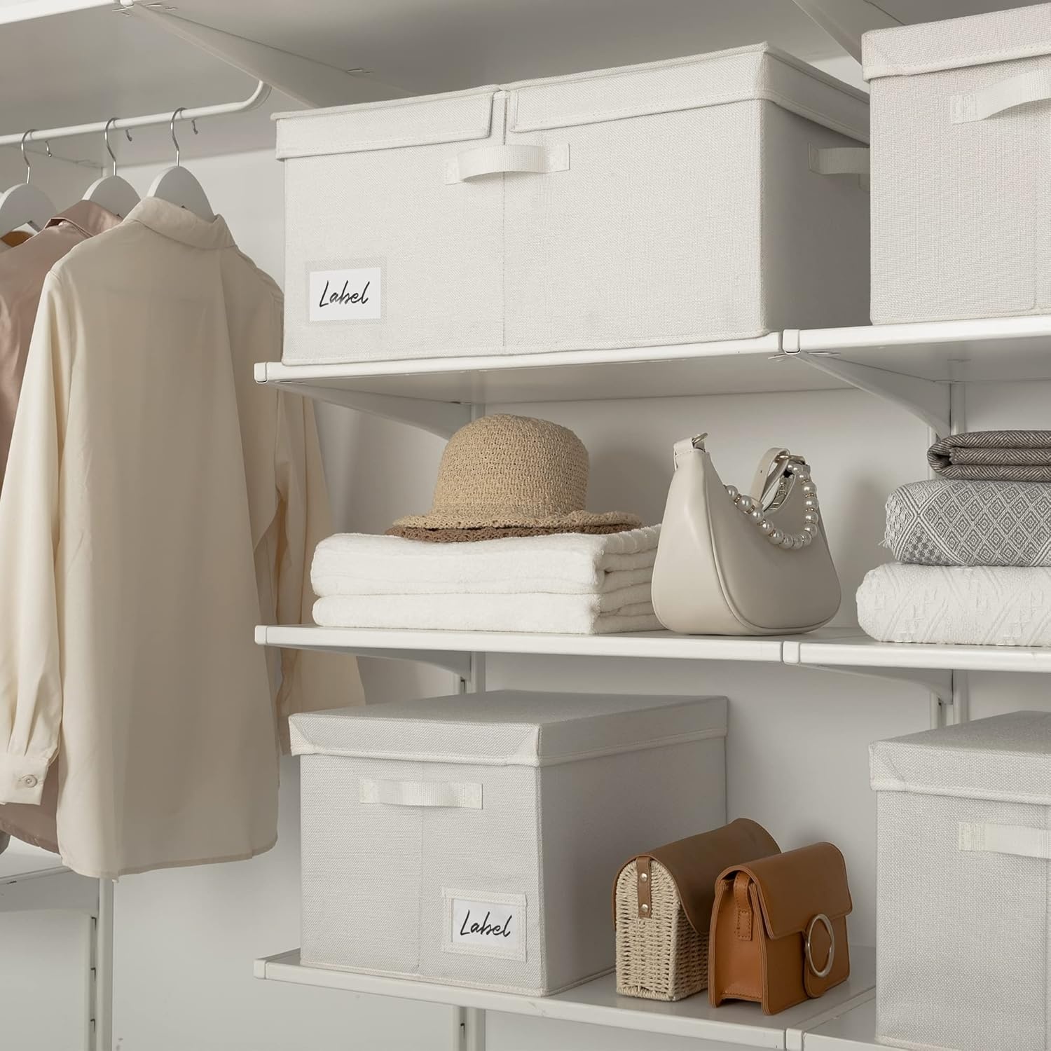 image:imageGRANNY SAYS Bundle of 1Pack Wardrobe Storage Bins amp 3Pack Trapezoid Storage Bins for Closet Shelves