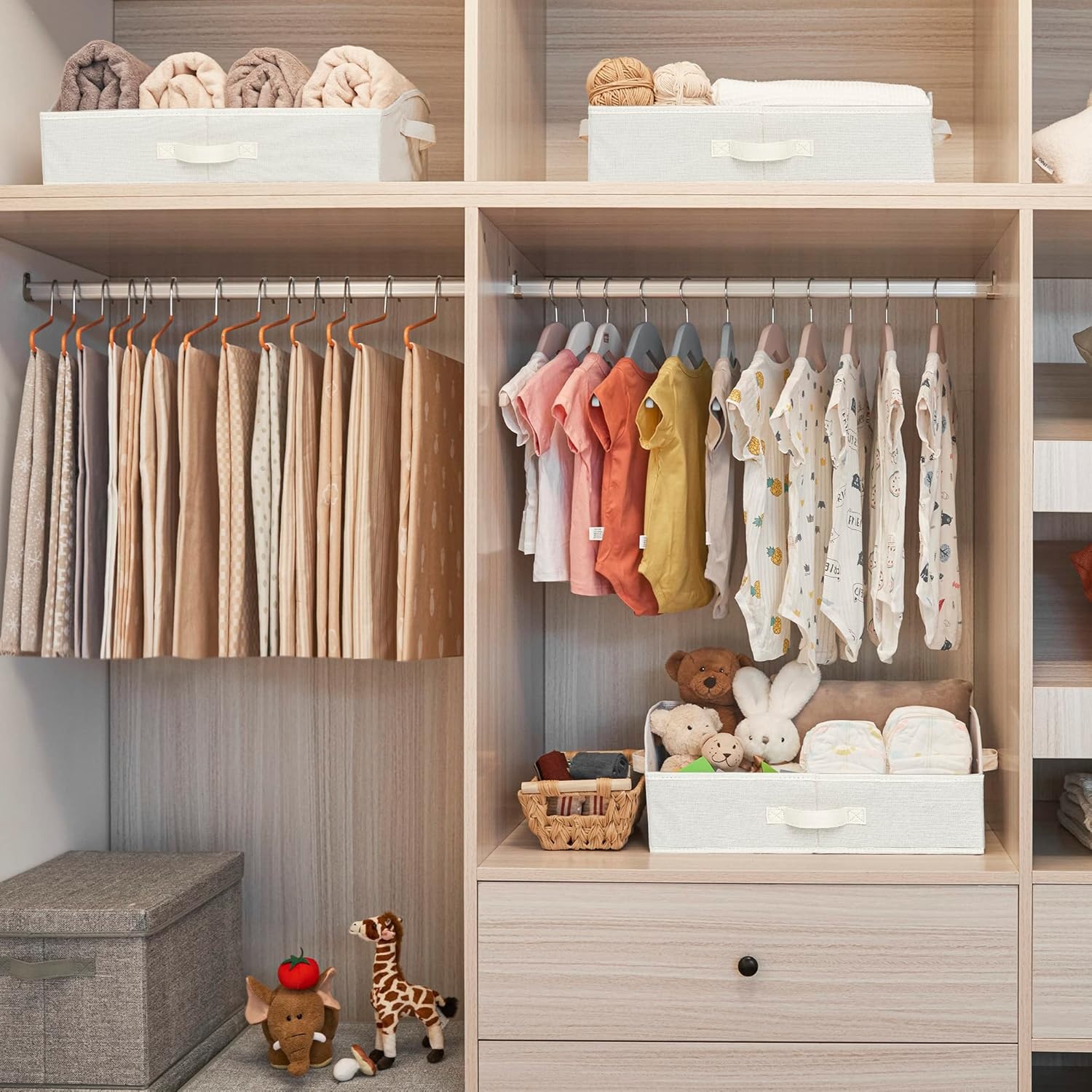 image:imageGRANNY SAYS Bundle of 1Pack Wardrobe Storage Bins amp 3Pack Trapezoid Storage Bins for Closet Shelves