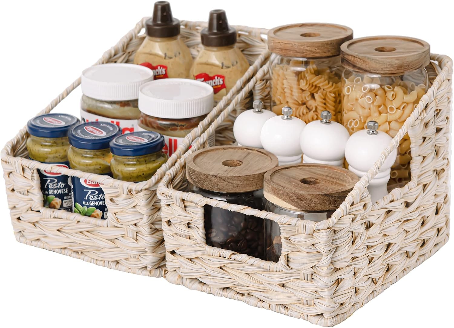 image:imageGRANNY SAYS Bundle of 1Pack Wicker Storage Basket for Organizing amp 2Pack Trapezoid Wicker Baskets
