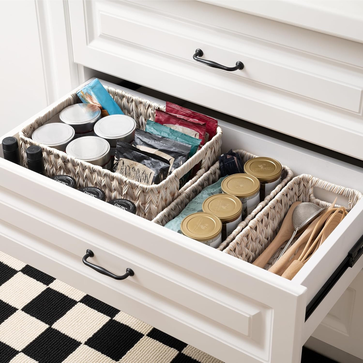 image:imageGRANNY SAYS Bundle of 1Pack Wicker Storage Basket for Organizing amp 3Pack Nesting Wicker Baskets