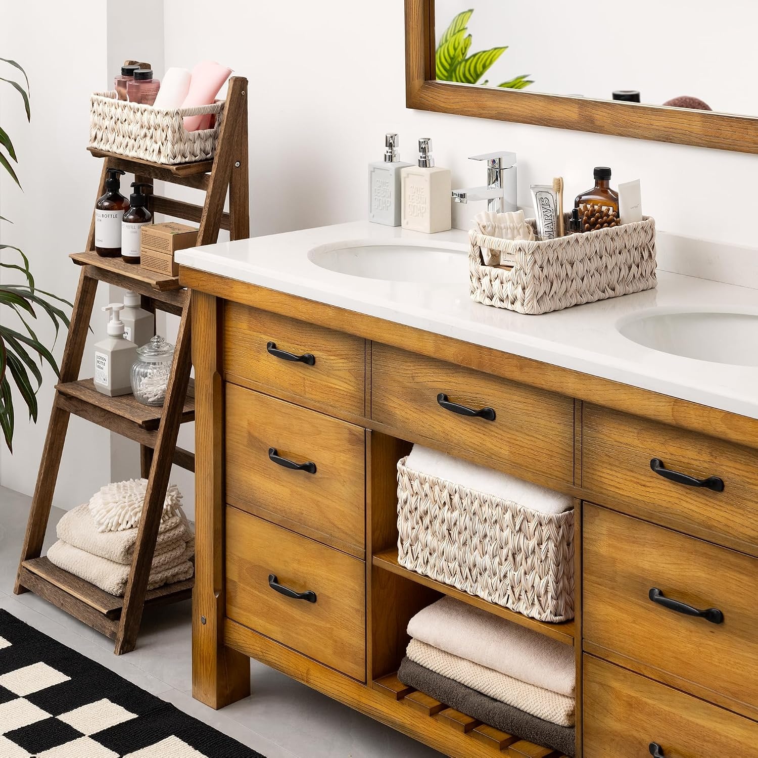 image:imageGRANNY SAYS Bundle of 1Pack Wicker Storage Basket for Organizing amp 3Pack Nesting Wicker Baskets