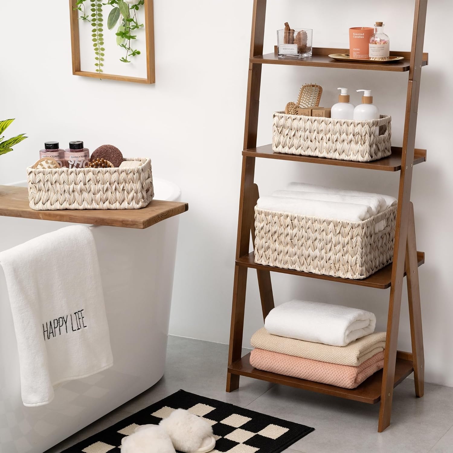 image:imageGRANNY SAYS Bundle of 1Pack Wicker Storage Basket for Organizing amp 3Pack Nesting Wicker Baskets