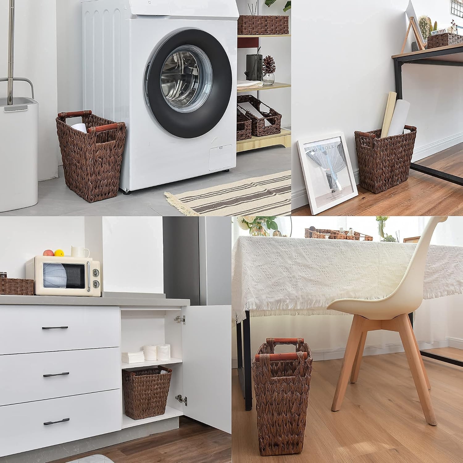 image:imageGRANNY SAYS Bundle of 1Pack Wicker Wastebasket amp 3Pack Wicker Storage Baskets