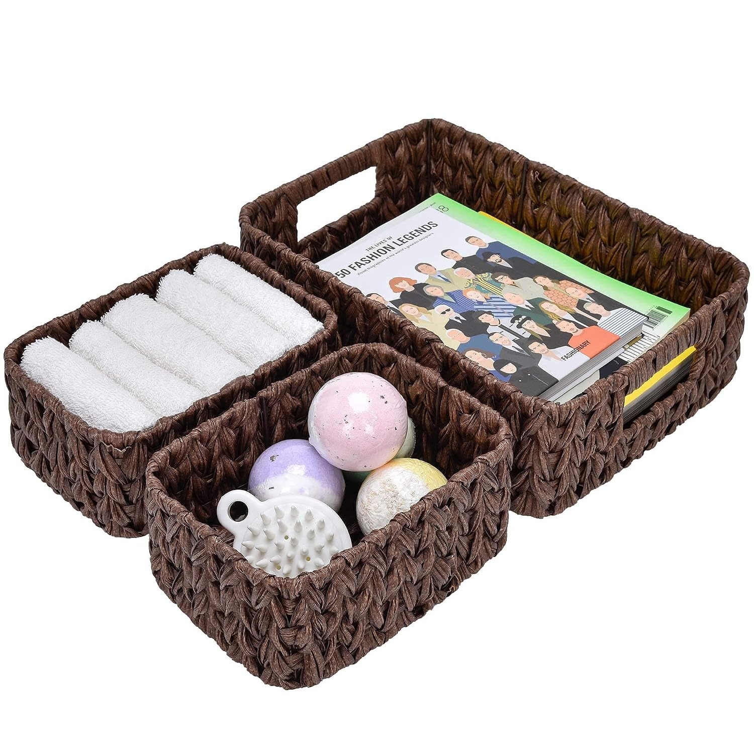 image:imageGRANNY SAYS Bundle of 1Pack Wicker Wastebasket amp 3Pack Wicker Storage Baskets