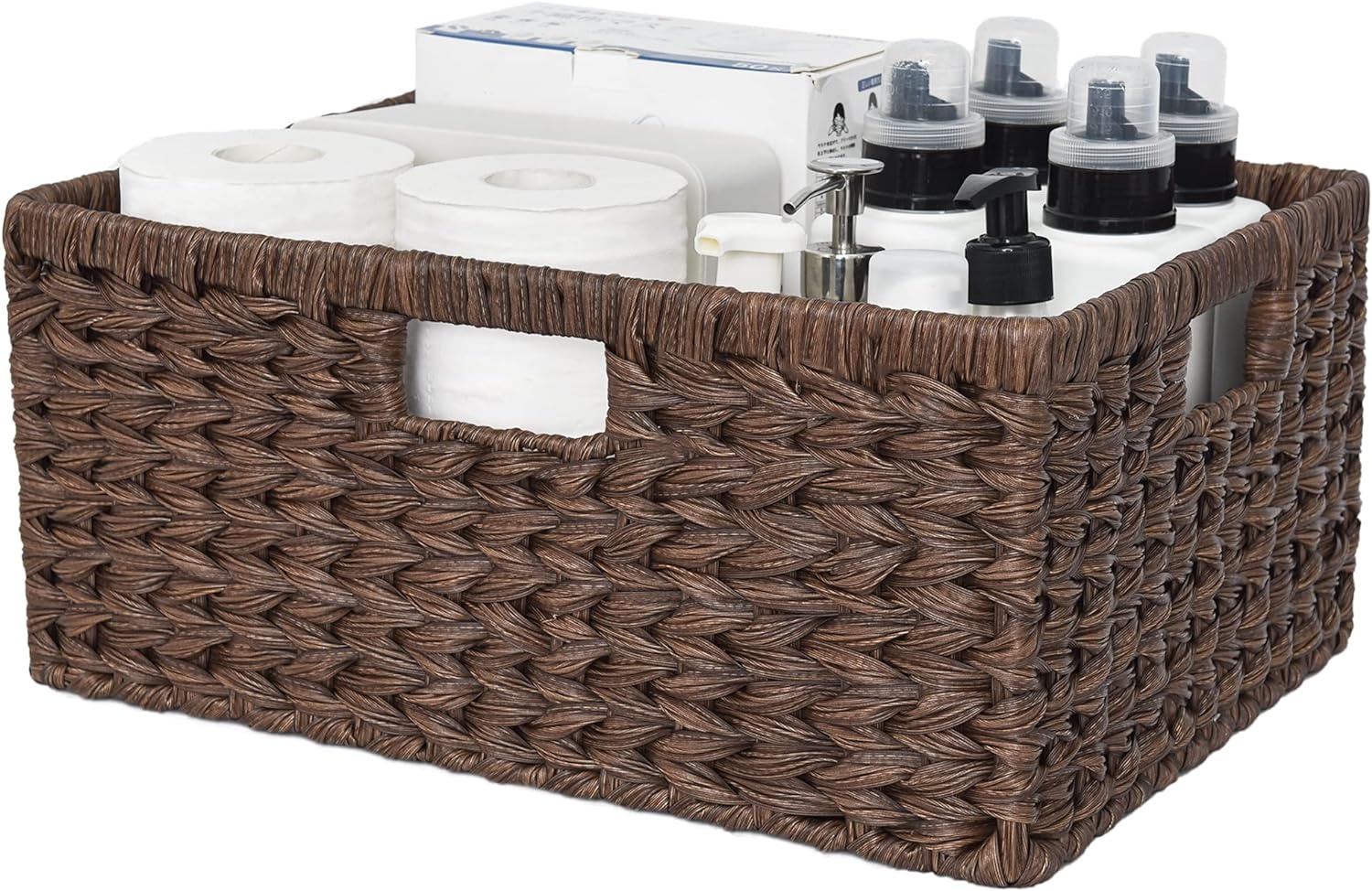 image:imageGRANNY SAYS Bundle of 1Pack Woven Baskets for Pantry Room amp 2Pack Wicker Shelf Baskets with 3 Sections