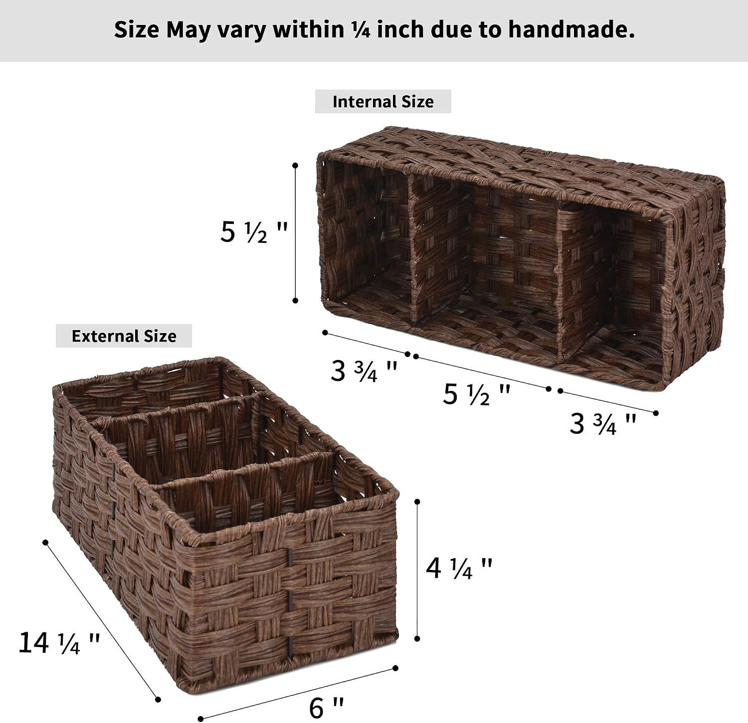 image:imageGRANNY SAYS Bundle of 1Pack Woven Baskets for Pantry Room amp 2Pack Wicker Shelf Baskets with 3 Sections