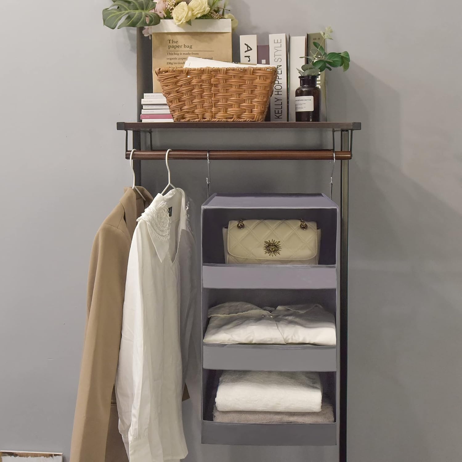 image:imageGRANNY SAYS Bundle of 2Pack Fabric Storage Bins amp 1Pack Hanging Closet Organizer