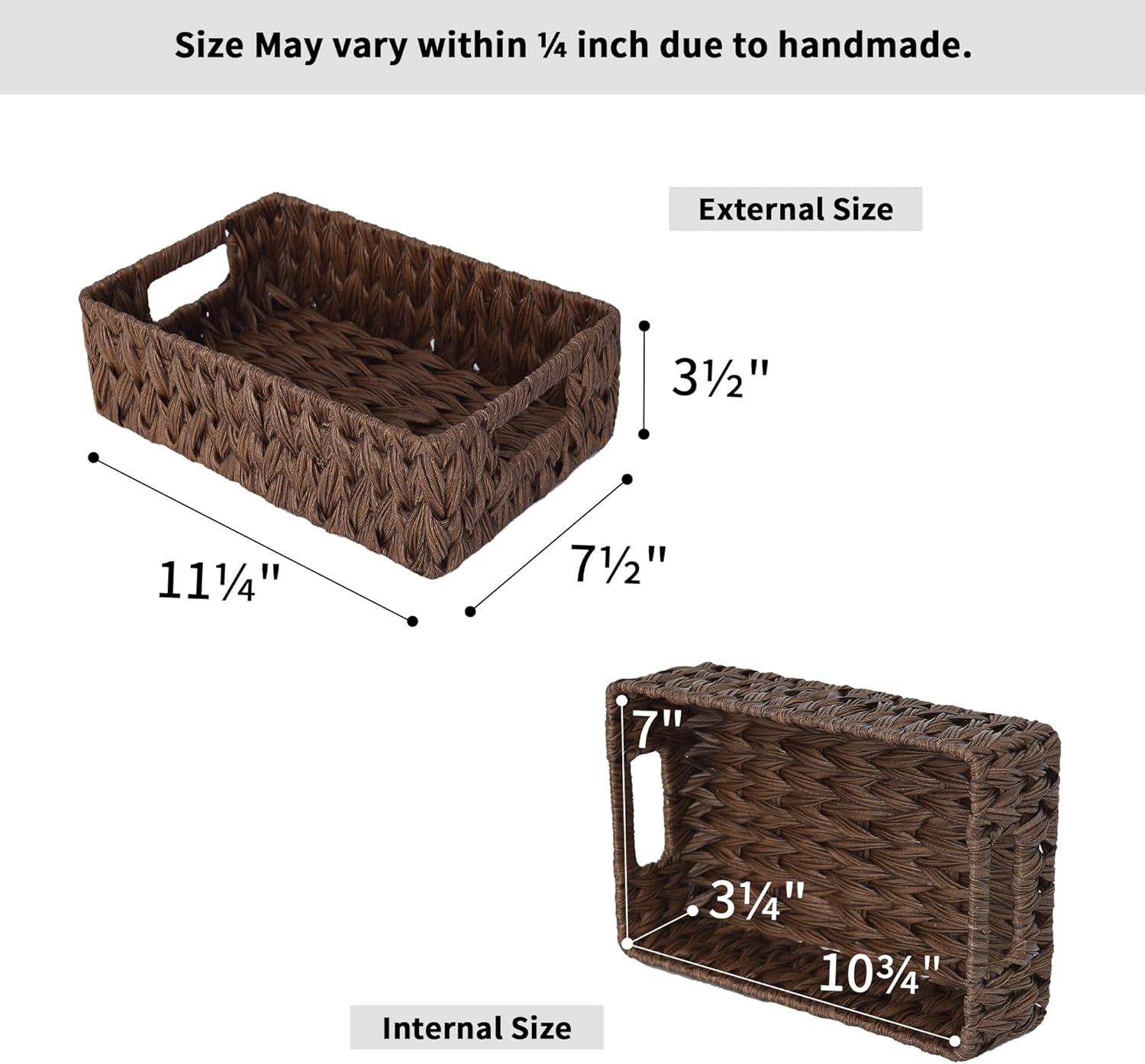 image:imageGRANNY SAYS Bundle of 2Pack Rectangle Wicker Baskets amp 2Pack Wicker Shelf Baskets with 3 Sections