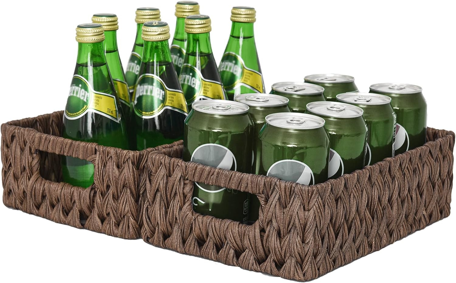 image:imageGRANNY SAYS Bundle of 2Pack Small Brown Wicker Baskets amp 2Pack Gray Shelf Baskets for Organizing