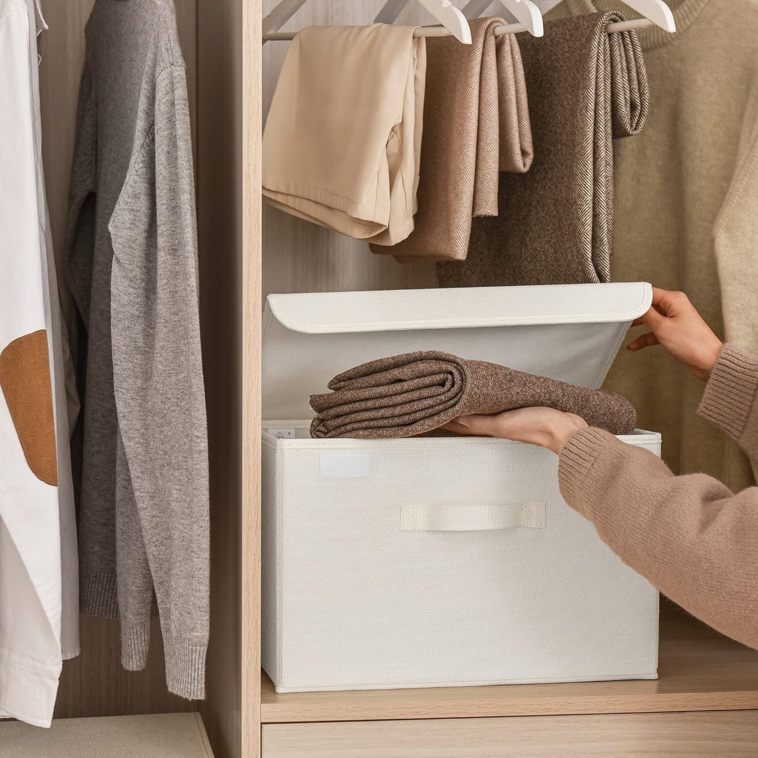 image:imageGRANNY SAYS Bundle of 2Pack Storage Baskets with Lids Large amp 1Pack Hanging Closet Organizer
