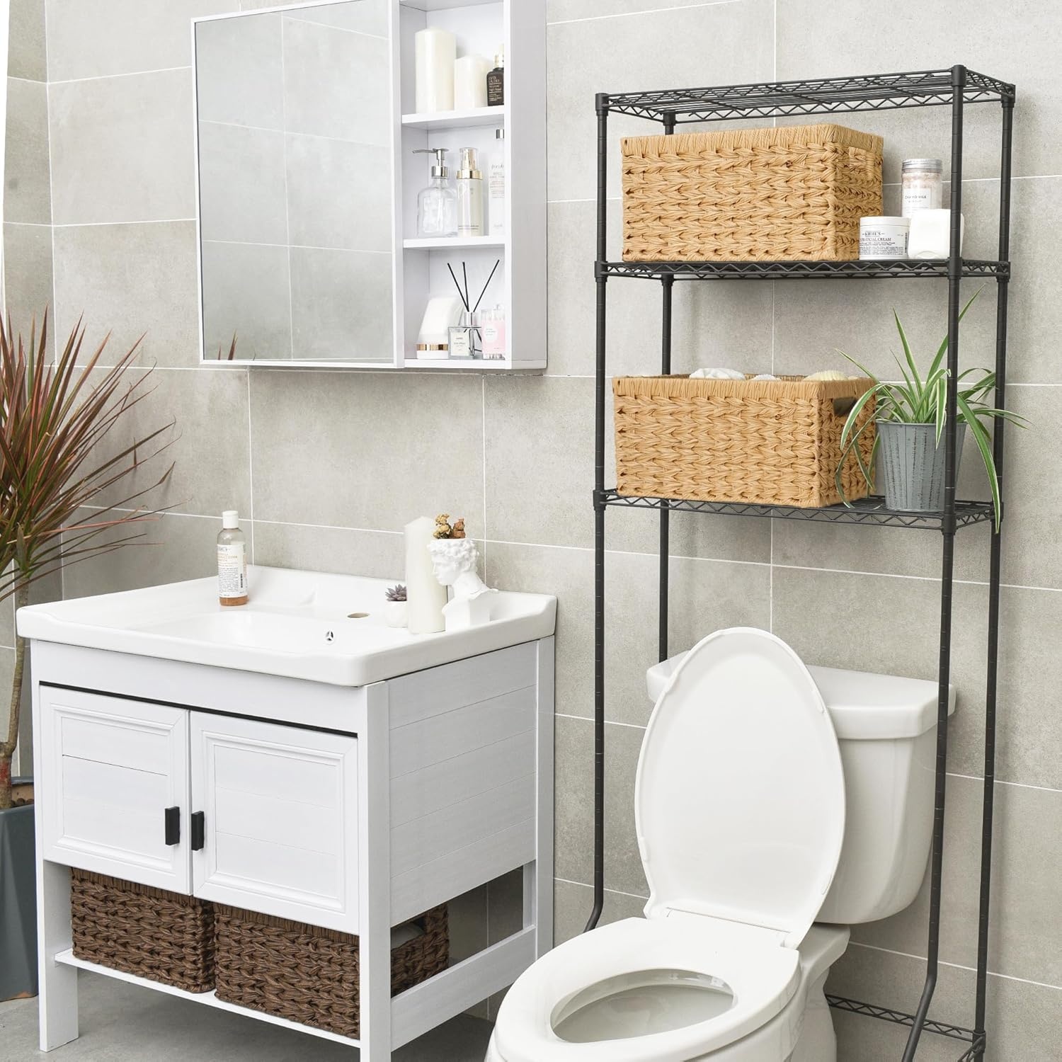 image:imageGRANNY SAYS Bundle of 2Pack Wicker Baskets amp 2Pack Wicker Shelf Baskets