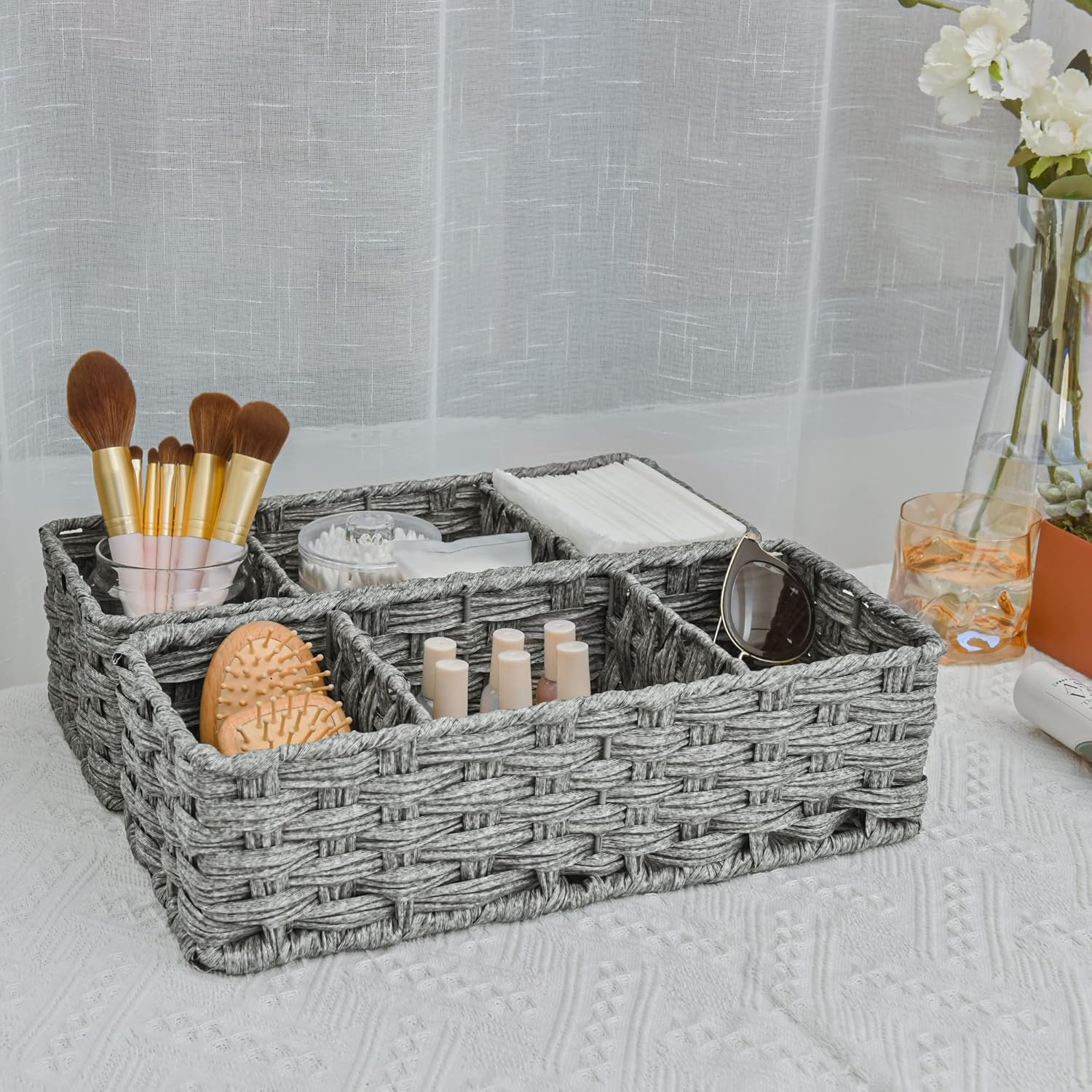 image:imageGRANNY SAYS Bundle of 2Pack Wicker Baskets with Handles amp 2Pack Wicker Baskets for Shelves