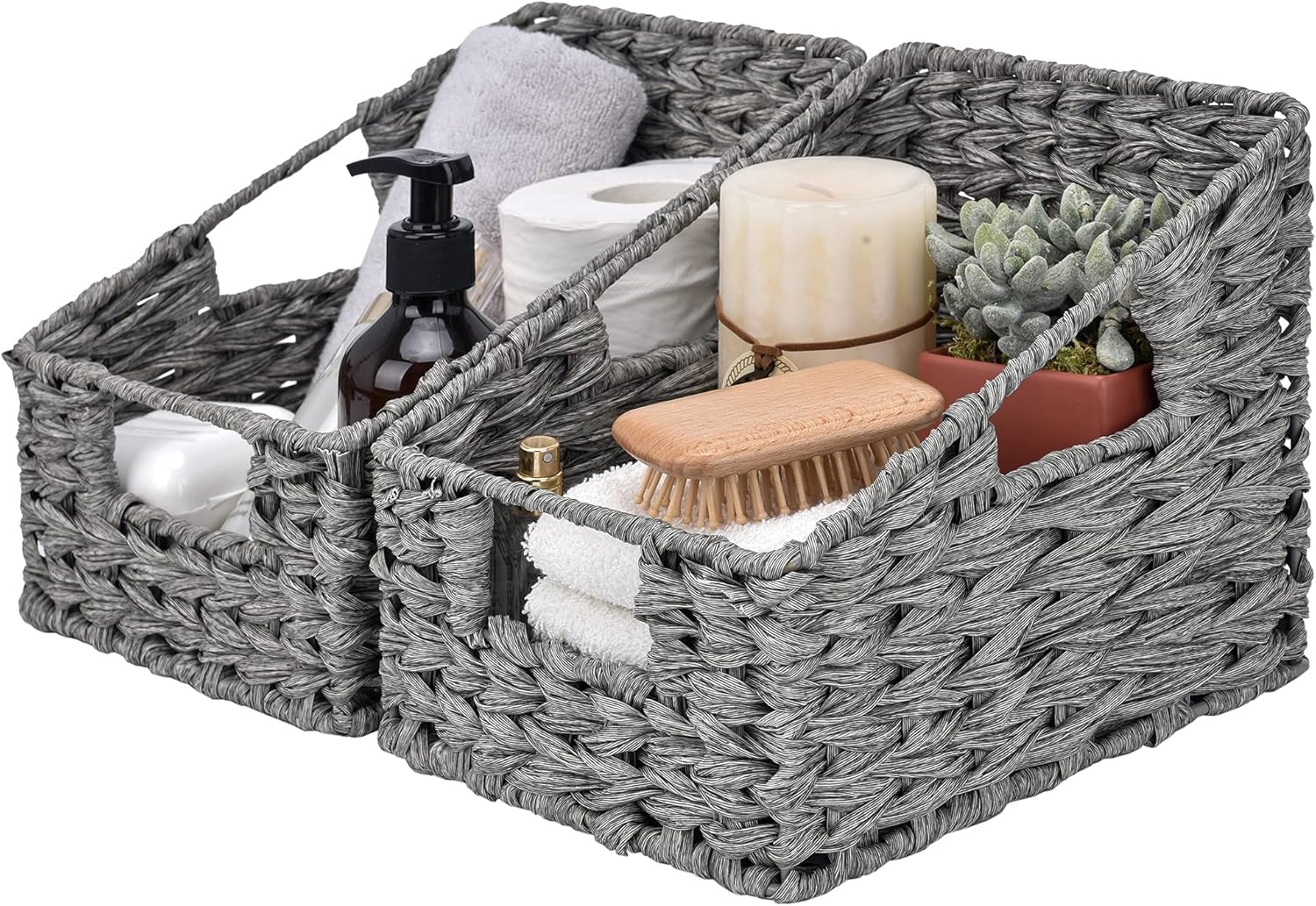 image:imageGRANNY SAYS Bundle of 2Pack Wicker Baskets with Handles amp 2Pack Wicker Baskets for Shelves