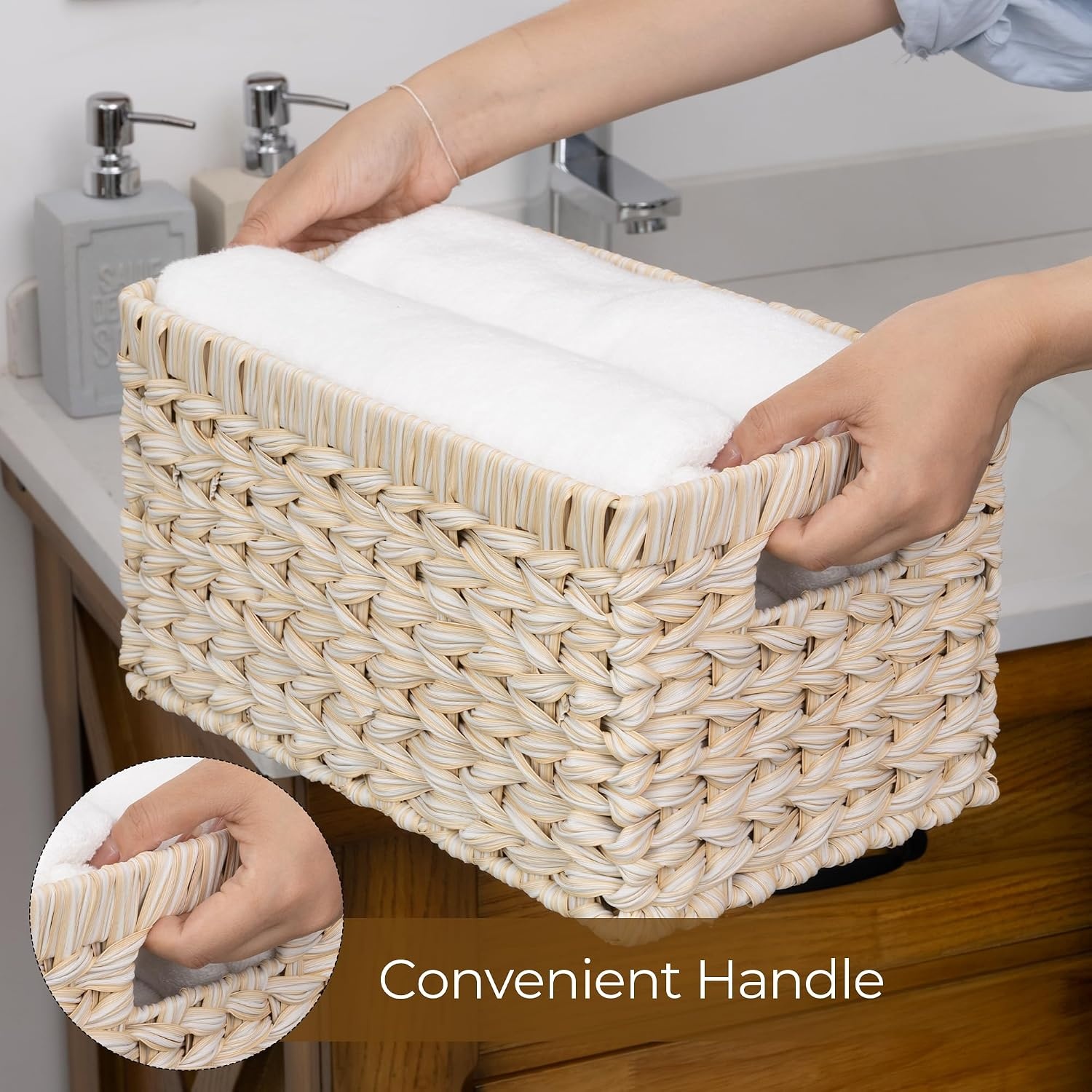 image:imageGRANNY SAYS Bundle of 2Pack Wicker Storage Basket for Organizing amp 1Pack Toilet Paper Storage Basket