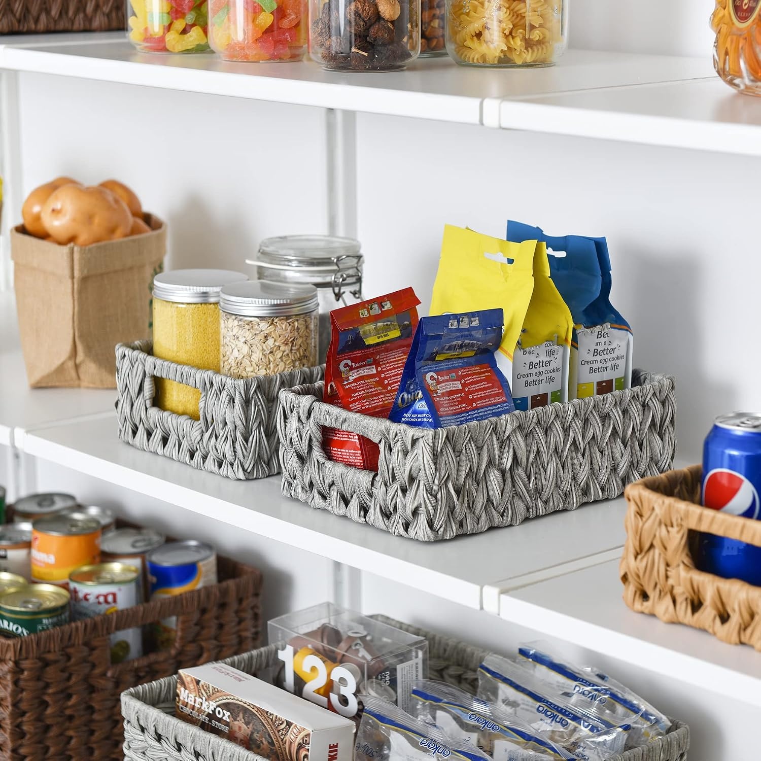 image:imageGRANNY SAYS Bundle of 3 Sets Wicker Storage Baskets for Organizing Pantry