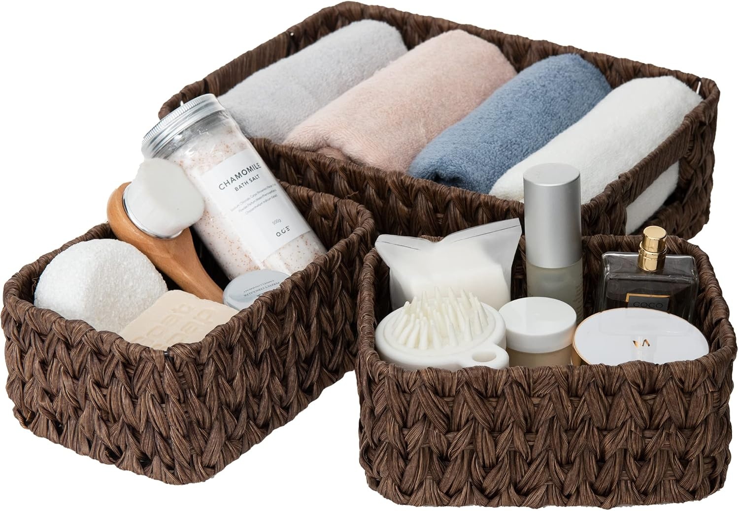 image:imageGRANNY SAYS Bundle of 3Pack Brown Baskets for Storage amp 1Pack Jumbo Wicker Shelf Baskets