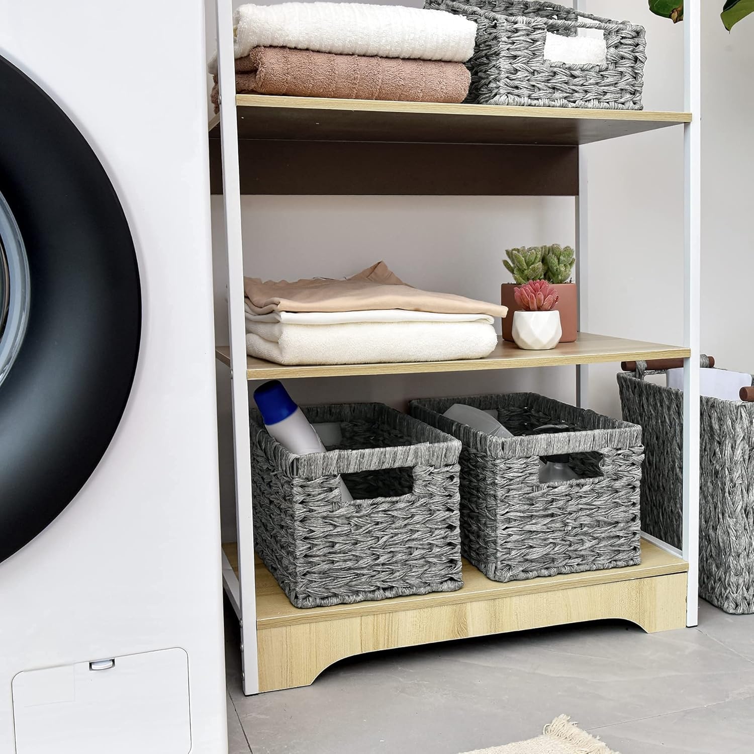 image:imageGRANNY SAYS Bundle of 3Pack Cloth Storage Boxes amp 2Pack Wicker Shelf Baskets